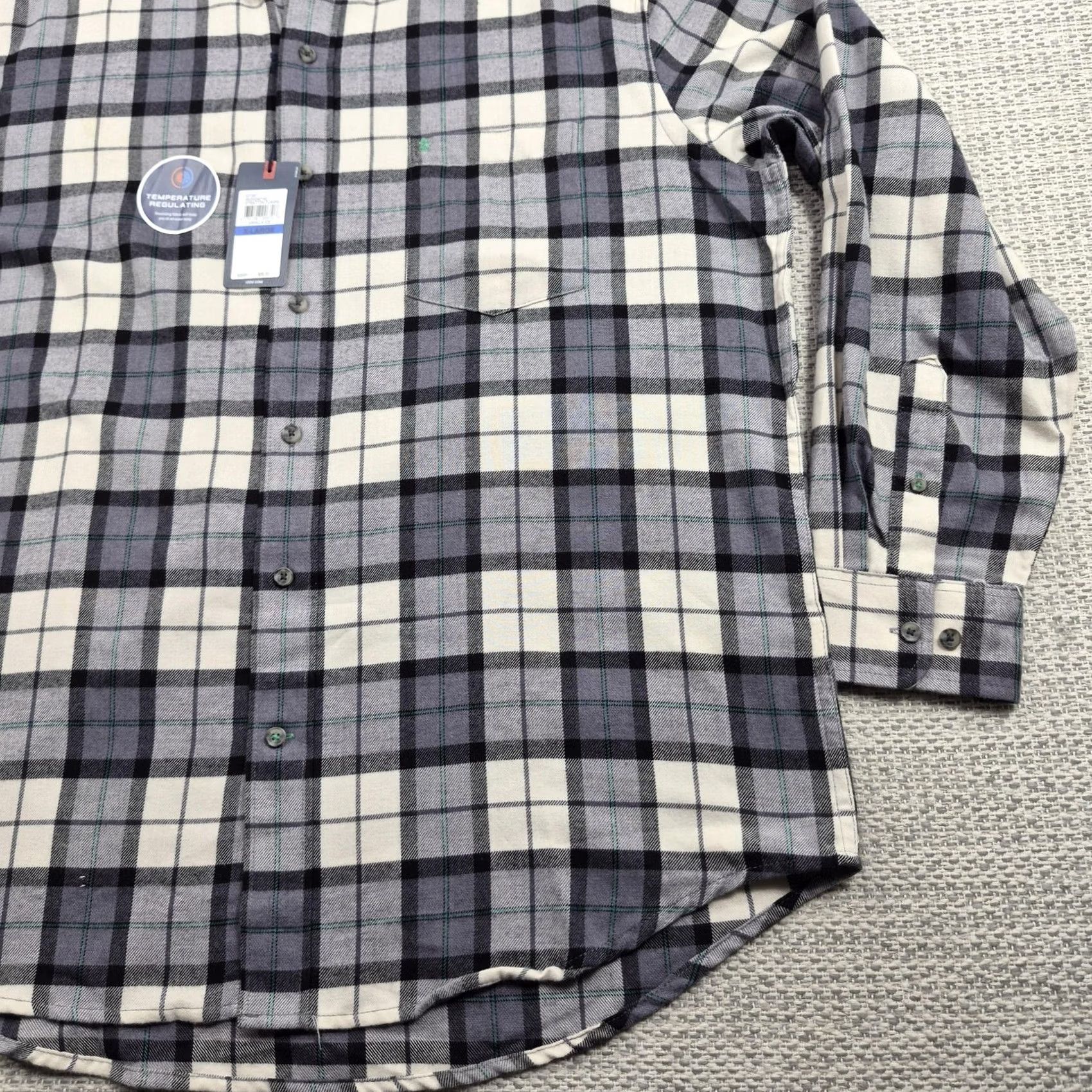 Izod IZOD Flannel Shirt Mens XL Gray Plaid Long Sleeve Button Up Thermal Casual Size US XL / EU 56 / 4 - 2 Thumbnail