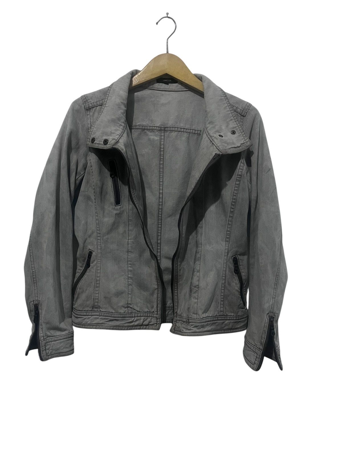 Comme Ca Ism COMME CA ISM Washed Grey Denim Rider Jacket Moto Size US M / EU 48-50 / 2 - 2 Thumbnail