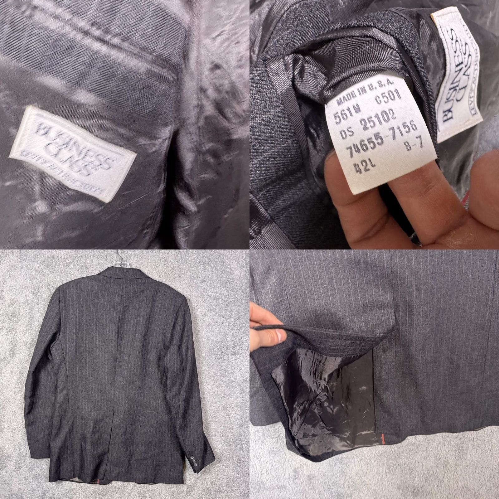 Levi's VINTAGE Levi'S Suit Mens 42 Gray Action Men 42L Strauss Business Class Piece Set USA Dacron Size 42R - 8 Thumbnail