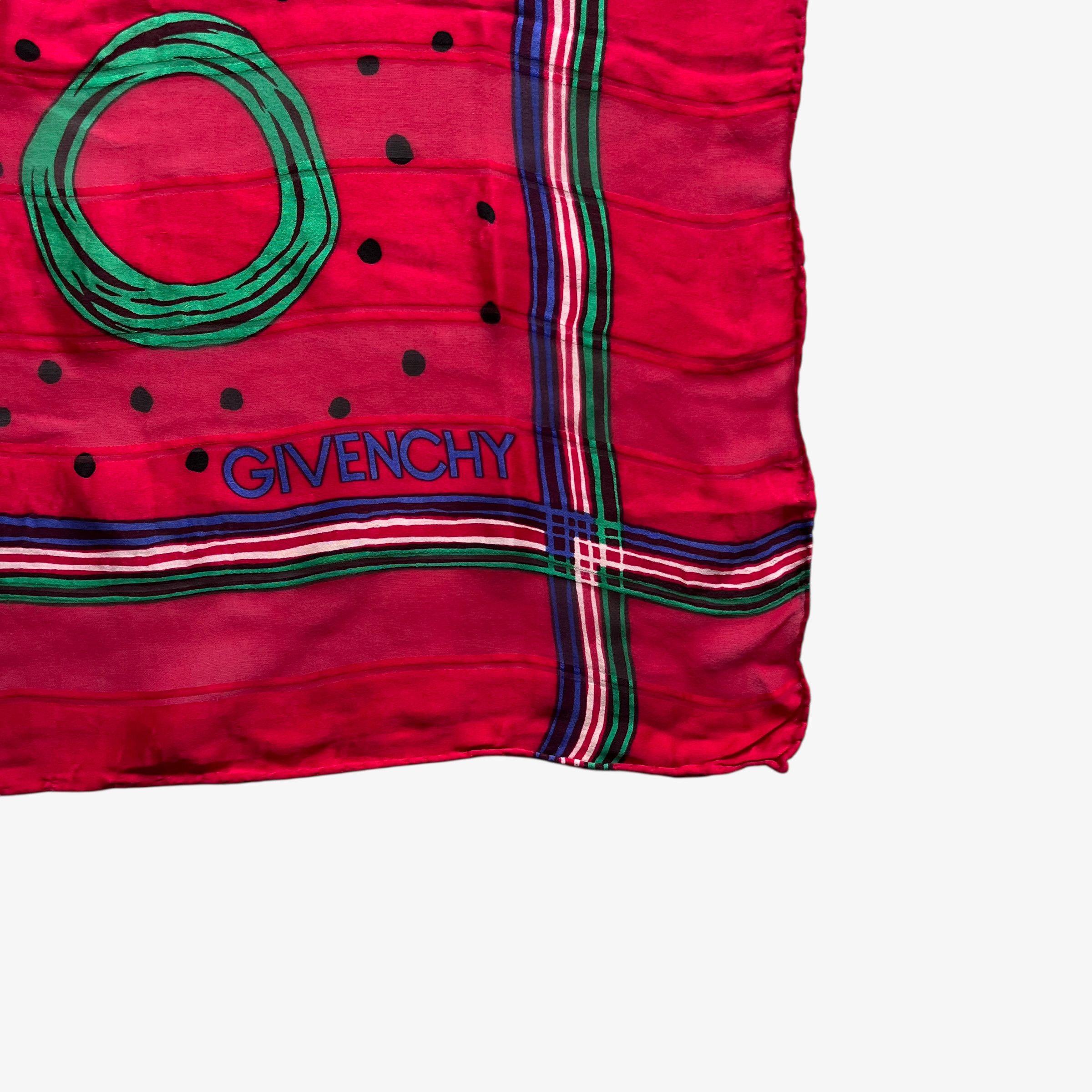 Givenchy Vintage 80s Givenchy Polka Dot Print Red Silk Scarf Size ONE SIZE - 2 Thumbnail