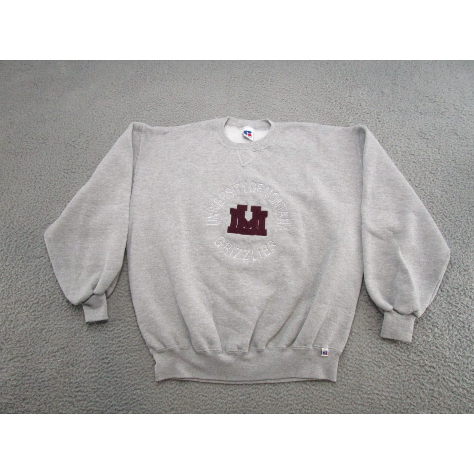 Russell Athletic VINTAGE Russell Athletic Montana University Grizzlies Embroidered Sweatshirt XL Gray Mens Pullover Hooded Sports All Seasons Embroidered Size US XL / EU 56 / 4 - 2 Thumbnail