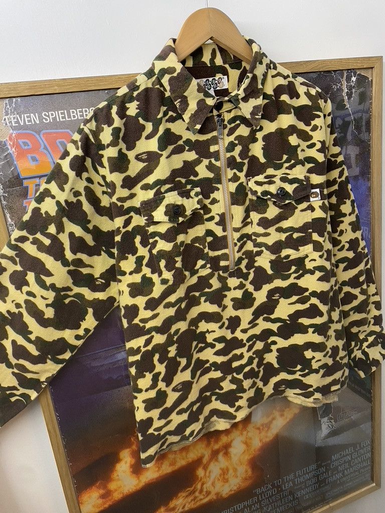 Bape 90s Vintage Bape Chamois Cloth Fleece 1/2 Zip Overshirt Size US S / EU 44-46 / 1 - 5 Thumbnail