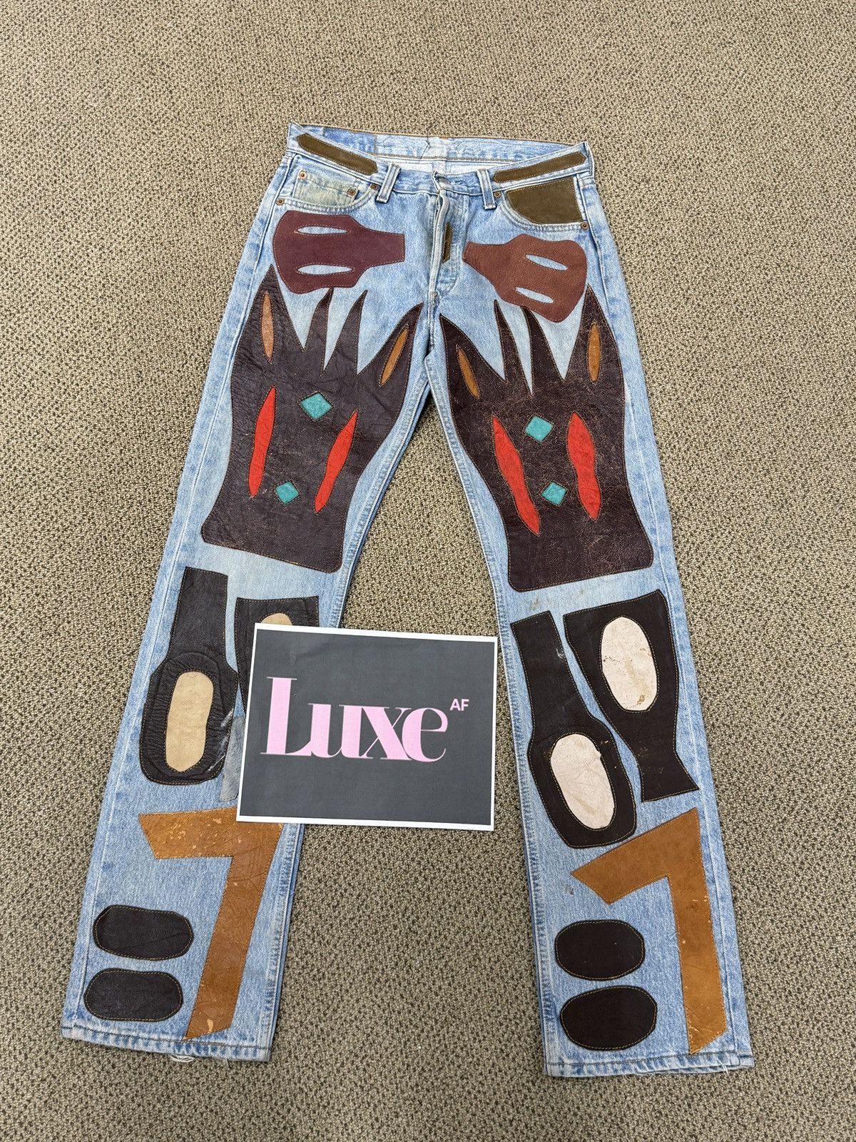 Levi's Vintage Clothing Vintage Levi's Japan 501 Handmade Leather Patch Denim Size US 34 / EU 50 - 4 Thumbnail