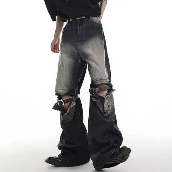VIBE Bell-bottomed jeans wide legs straight with a joint punk Size US 32 / EU 48 - 8 Thumbnail
