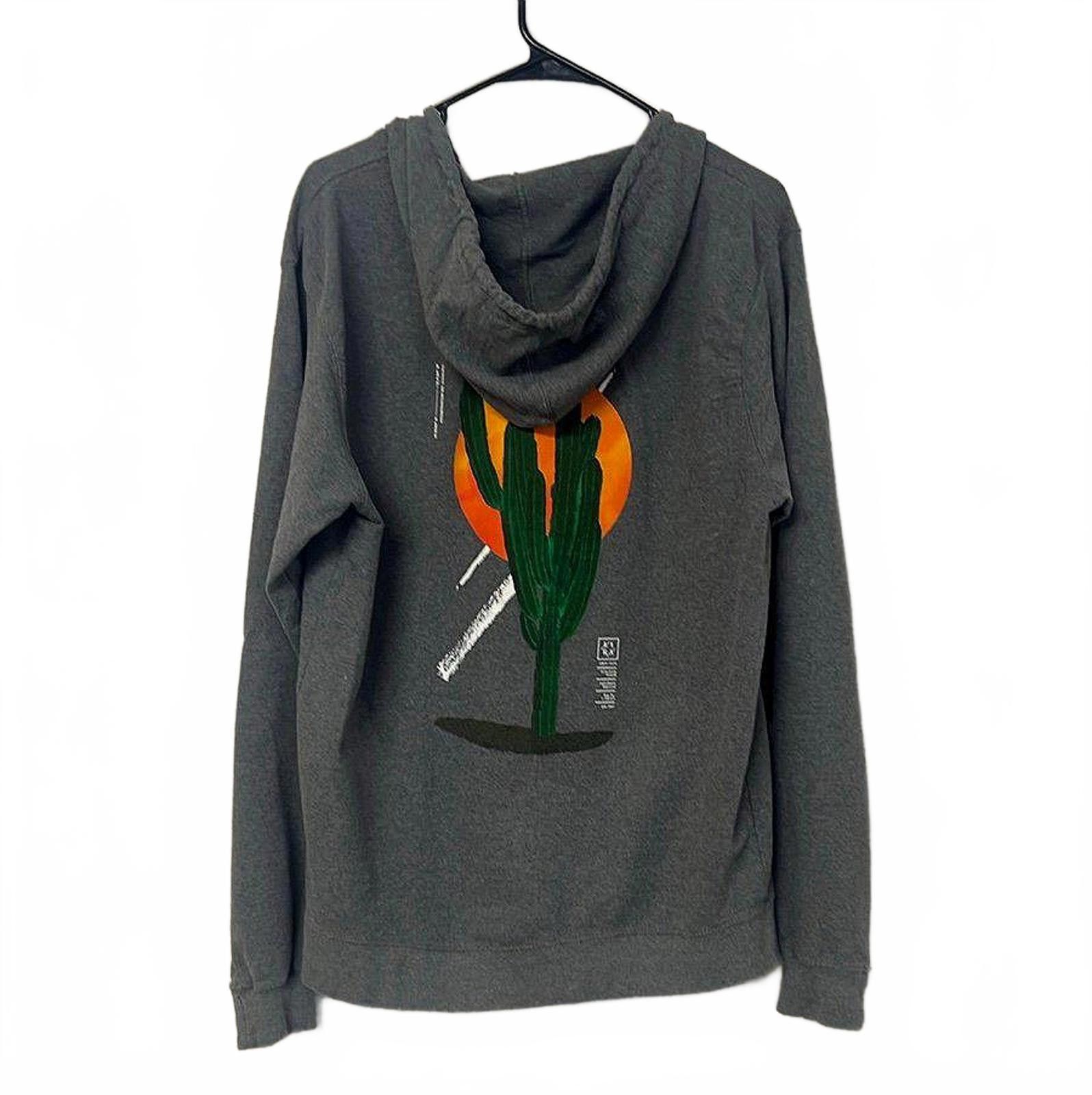 Unknown London Mens Gray Zip-Up Hoodie with Cactus and Sunset Design Size XL / US 12-14 / IT 48-50 - 1 Thumbnail