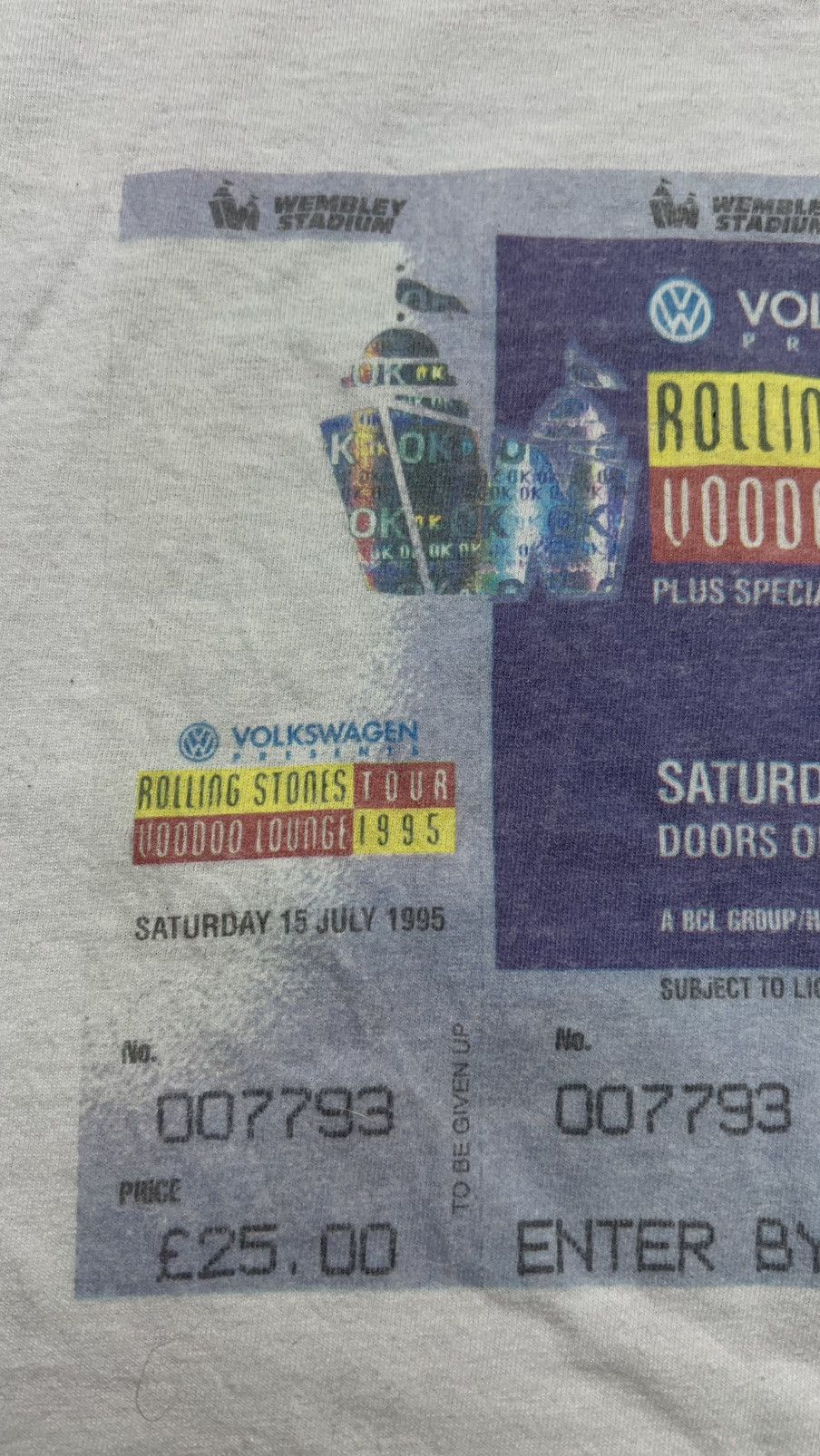 Hanes 1995 Rolling Stones Vodoo Lounge ticket tour hanes rare tee Size US L / EU 52-54 / 3 - 5 Thumbnail