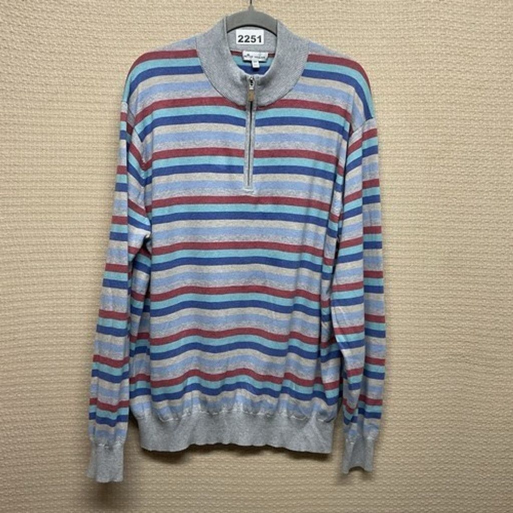 Peter Millar Peter Millar Stripe 1/4 Zip MockNeck Sweater Men Size 2XL Size US XXL / EU 58 / 5 - 1 Thumbnail
