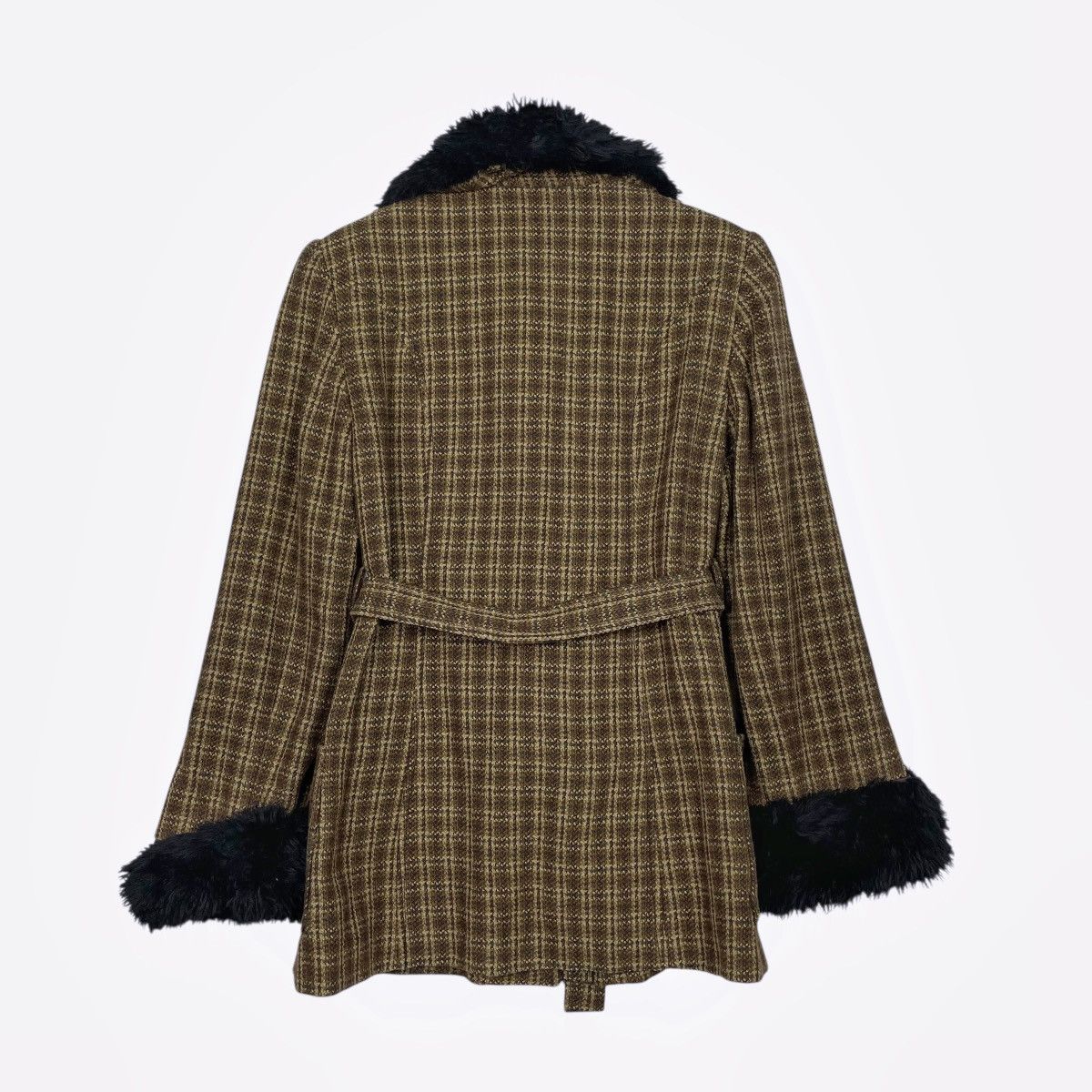 Other Spazio Jeans Plaid Wool Fur Jacket Size M / US 6-8 / IT 42-44 - 7 Thumbnail