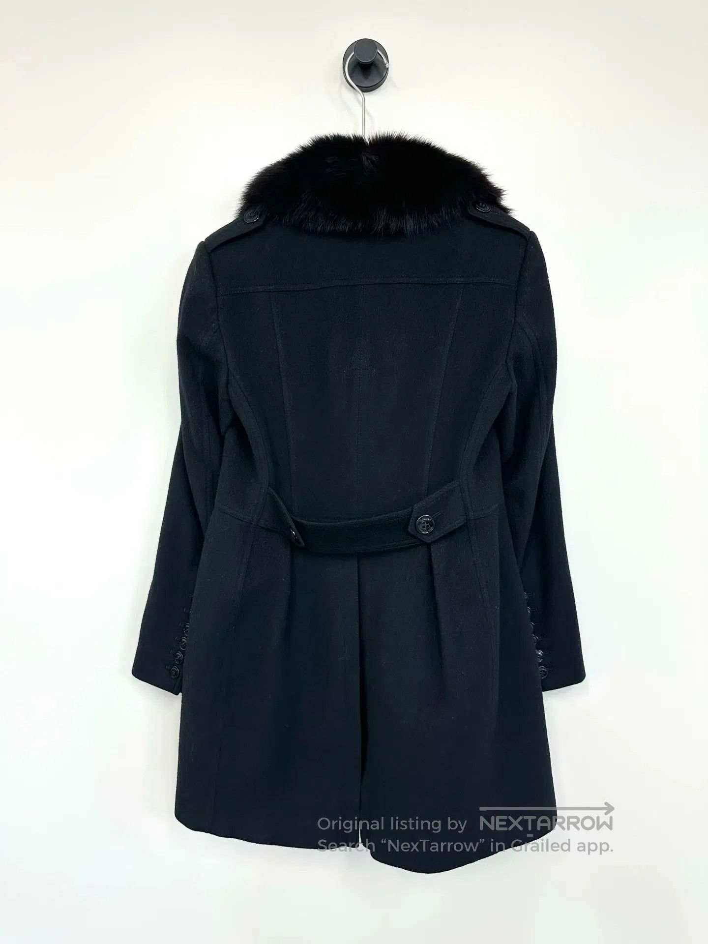 Burberry Burberry Black Fur Collar Woolen Fleece Coat| Size XS / US 0-2 / IT 36-38 - 2 Thumbnail