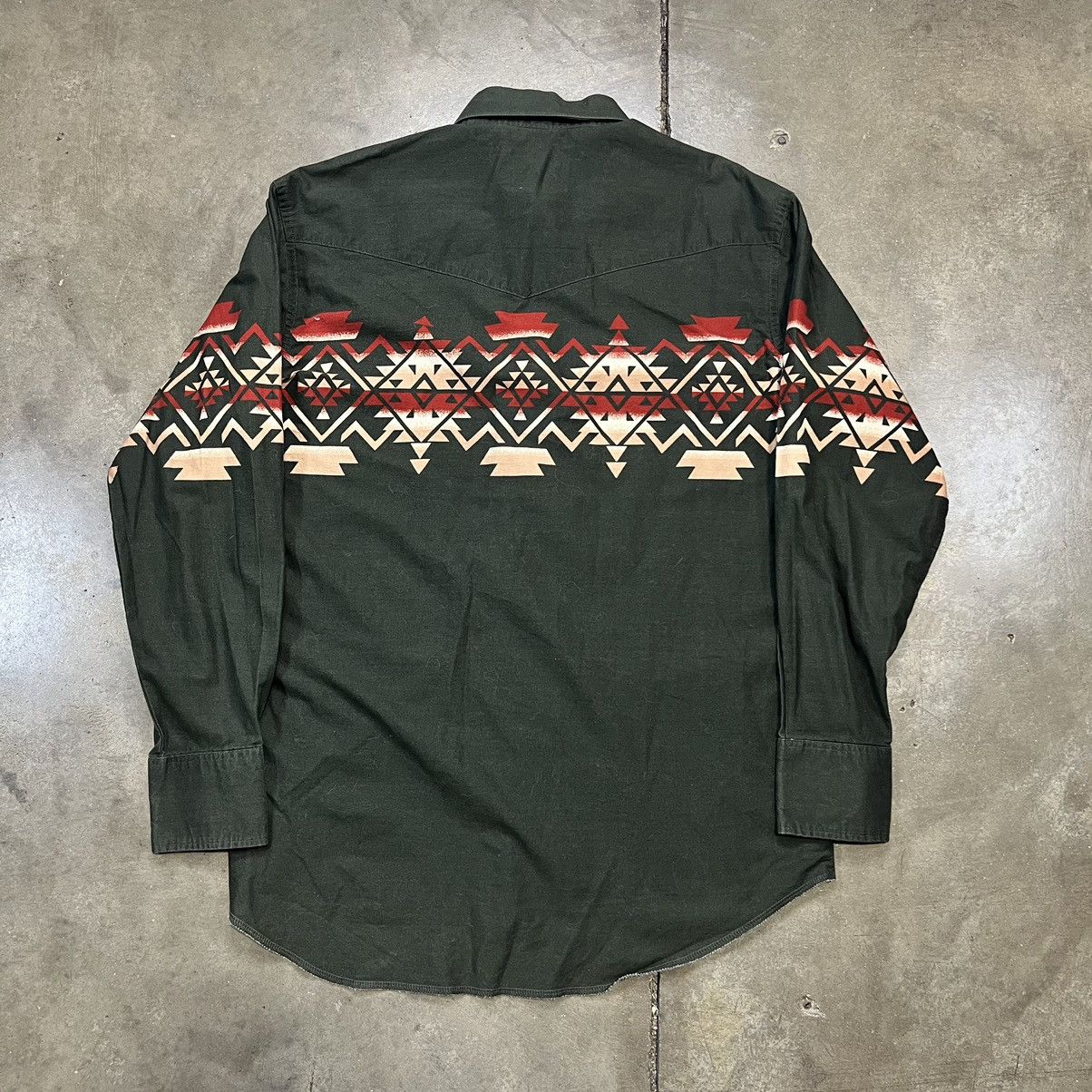 Vintage × Wrangler Vintage 80s Wrangler Pearl Snap Western Cowboy Shirt Aztec Size US L / EU 52-54 / 3 - 5 Thumbnail