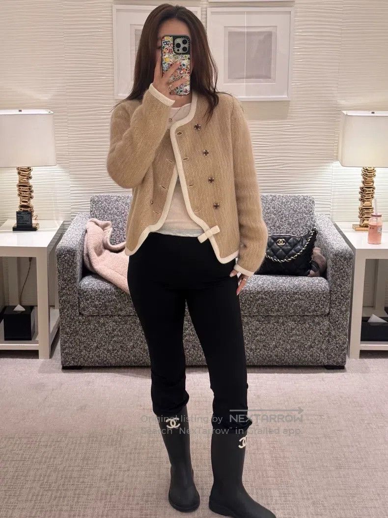 Chanel Chanel Khaki white double-breasted horsehair long-sleeved Size XS / US 0-2 / IT 36-38 - 8 Thumbnail