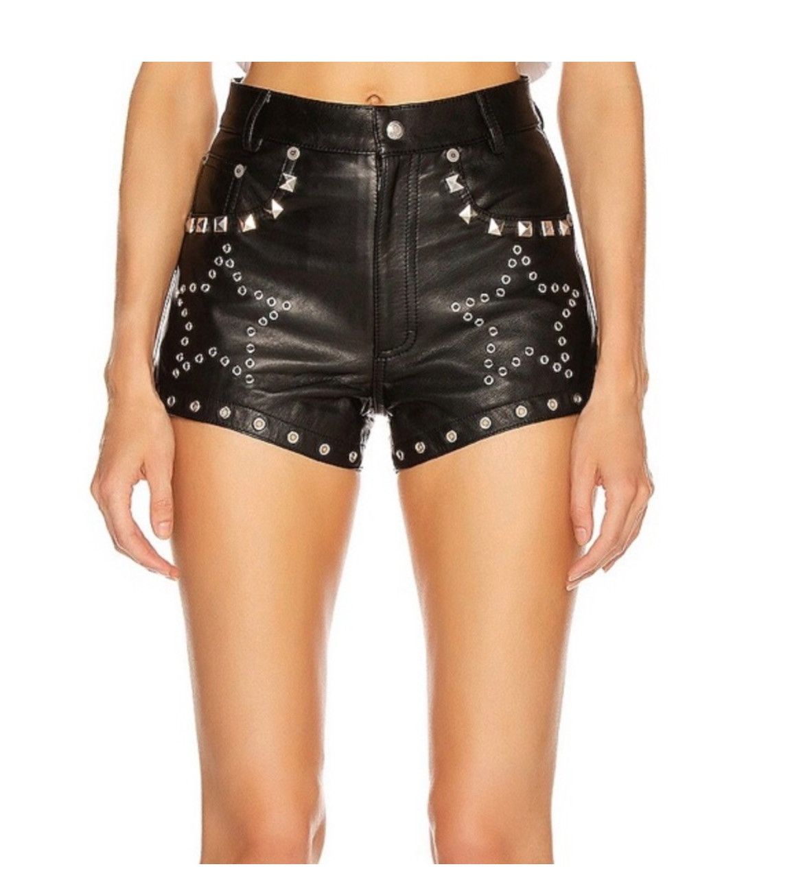 R13 Studded leather shorts. 24 Size 24" / US 00 / IT 34 - 1 Thumbnail