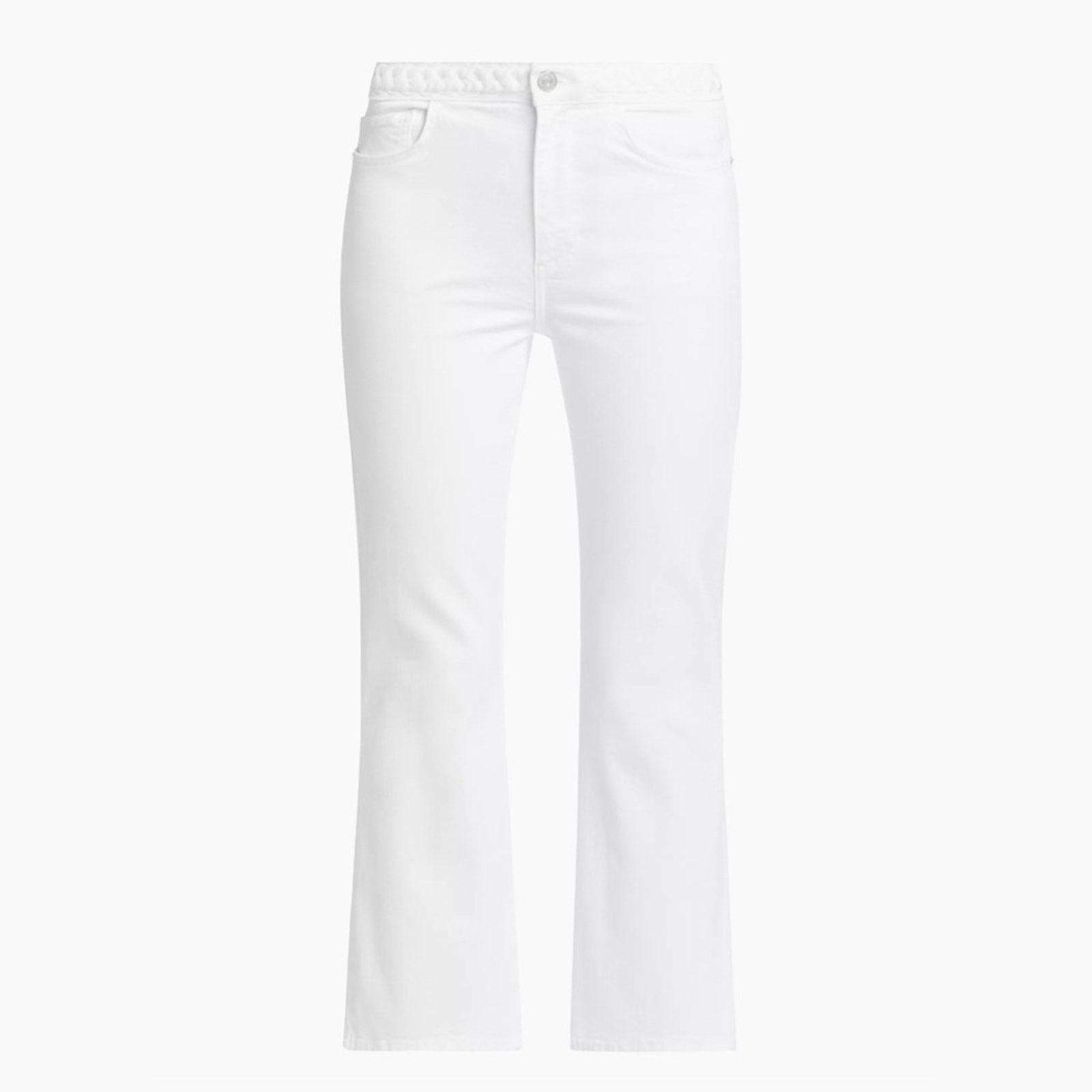 Frame FRAME Braided Crop Mini Boot Cut Jeans in Blanc White Sz. 23 Size 23" - 1 Thumbnail