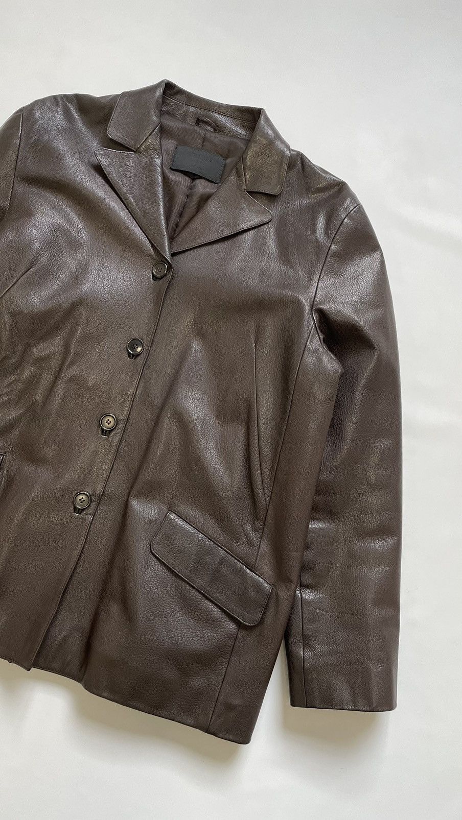 Prada A/W 2000 Button Front Brown Leather Jacket Size US S / EU 44-46 / 1 - 6 Thumbnail