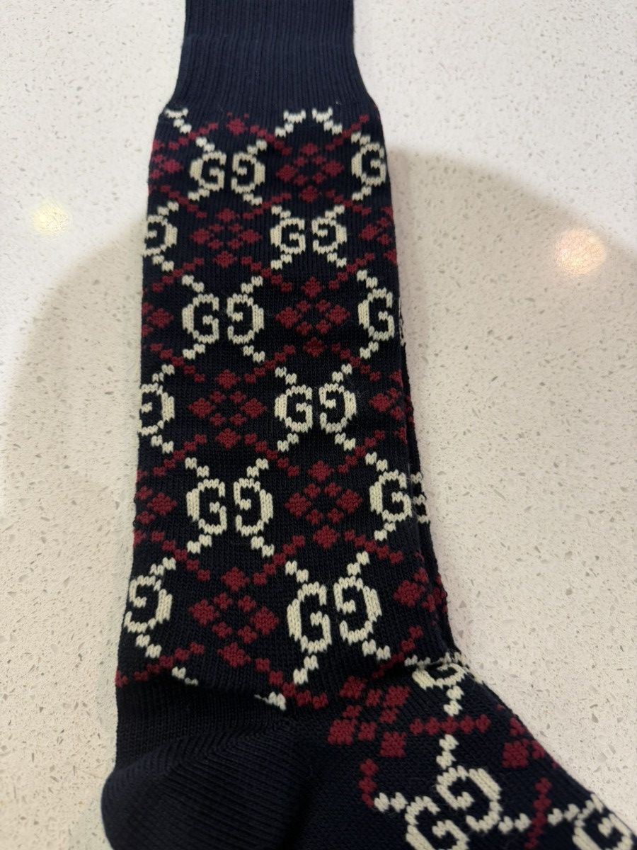 Gucci Gucci GG Supreme Diamond Socks Navy RARE “Authentic” Size ONE SIZE - 2 Thumbnail