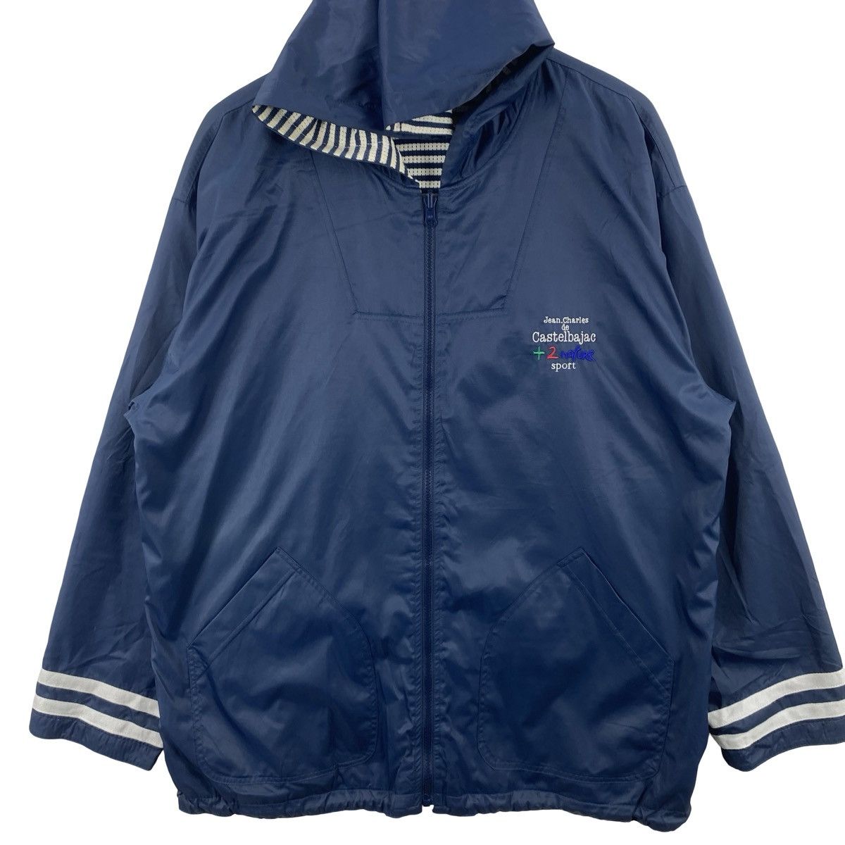 Vintage Vintage JC DE CASTELBAJAC Sport Hooded Jacket with Striped Size US L / EU 52-54 / 3 - 6 Thumbnail