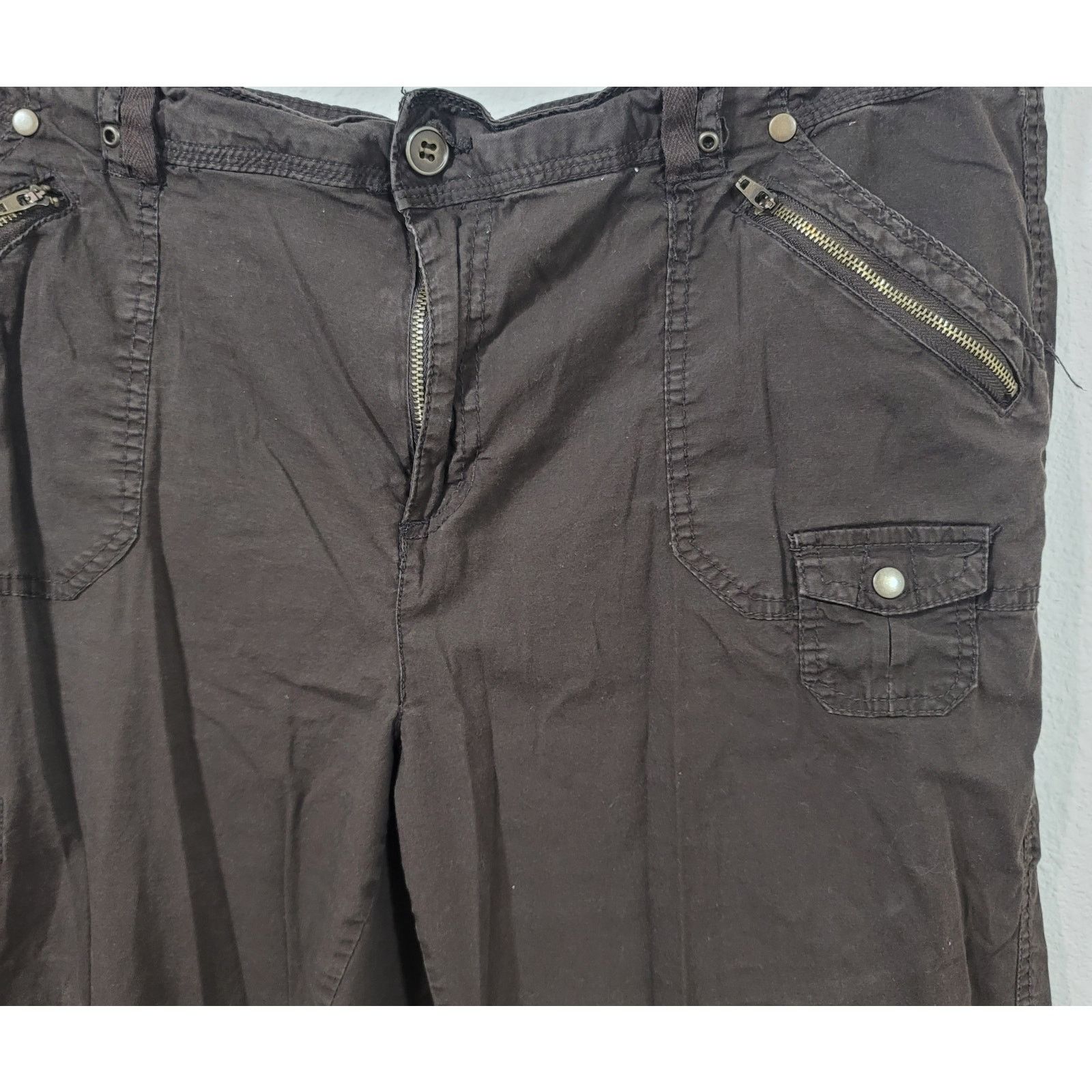 Other Dressbarn Brown Flat Front Cargo Cropped Pant 16 Side Pocket Size 38" / US 16 / IT 52 - 5 Thumbnail