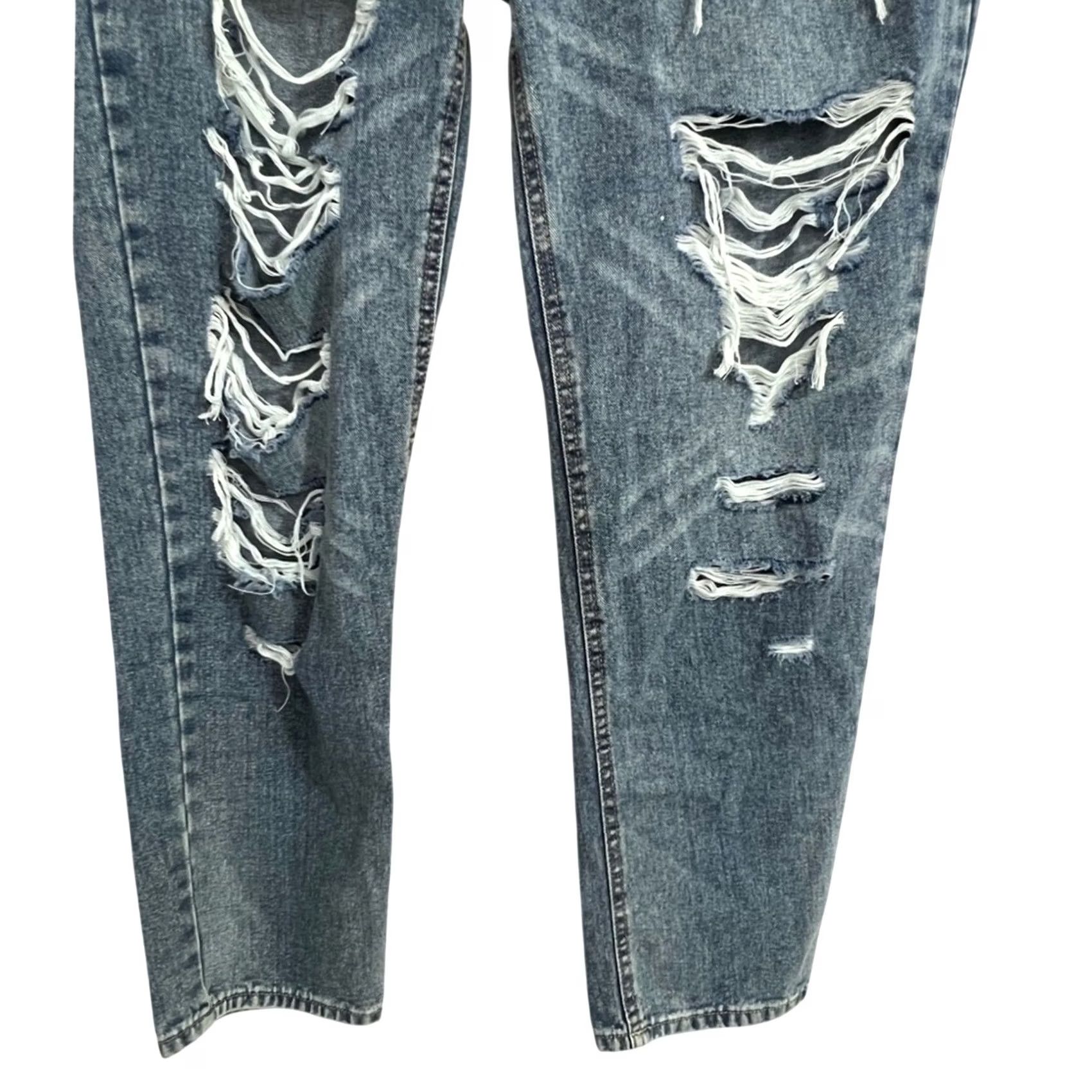 Vintage Refuge Denim Mom High Rise Distressed Light Blue Womens Jeans Size 13 - Quick Shipping Size 34" / US 12 / IT 48 - 3 Thumbnail