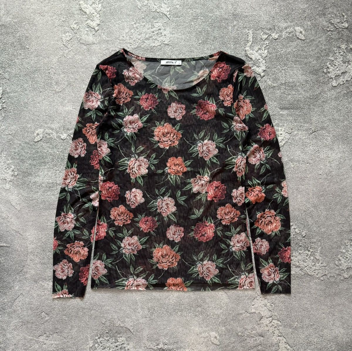Japanese Brand × Jean Paul Gaultier Mesh top long sleeve flowers🌺 motive like Jean Paul Gaultier Size L / US 10 / IT 46 - 8 Thumbnail