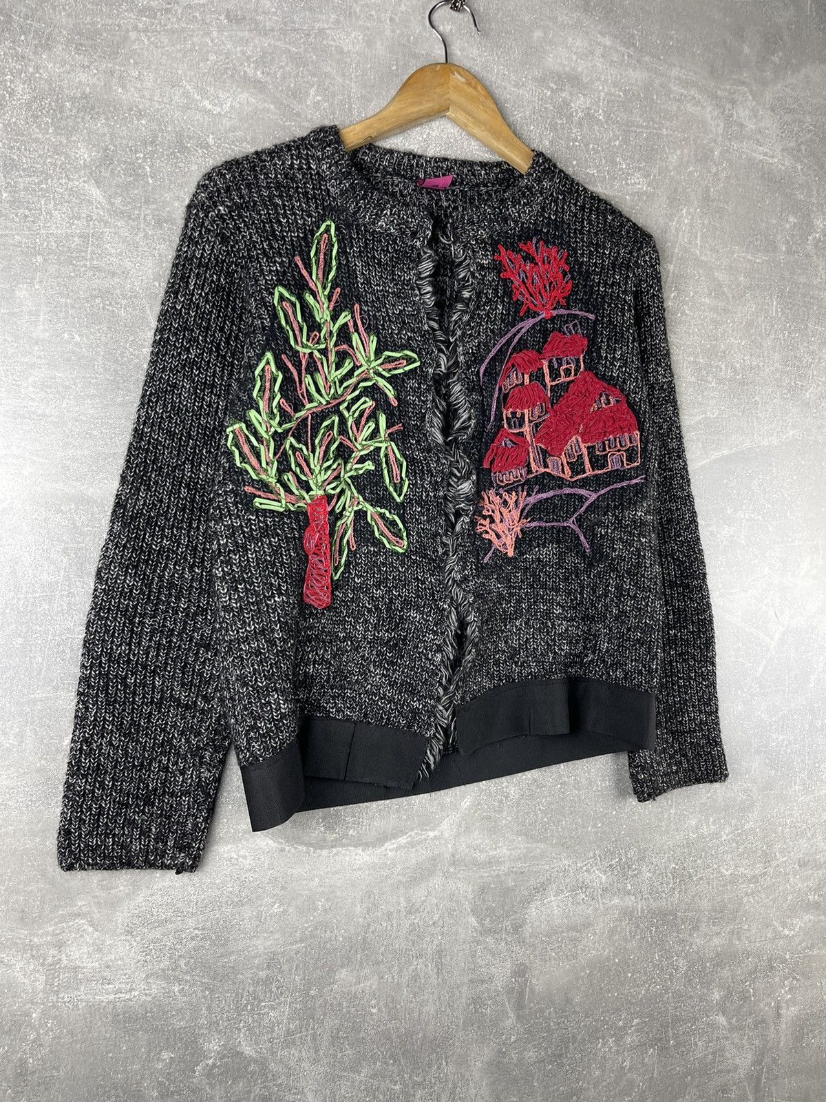 Other Save the Queen Avant Garde Embroidered Knit Jacket Cropped Size S / US 4 / IT 40 - 3 Thumbnail