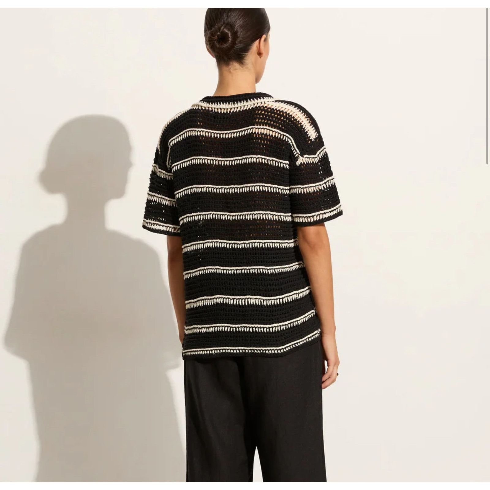 FAITHFULL NWT Faithfull The Brand Crochet Shirt Top Black White Sz S/M Size M / US 6-8 / IT 42-44 - 3 Thumbnail