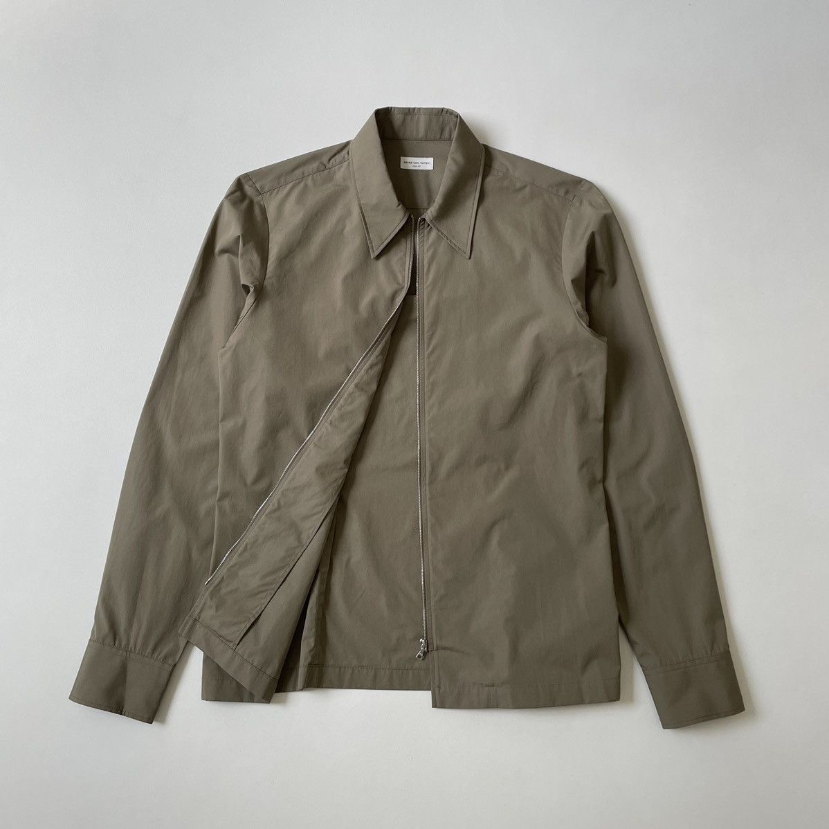 Dries Van Noten Sage Green Cotton ‘Zip Front’ Shirt Size US M / EU 48-50 / 2 - 12 Thumbnail