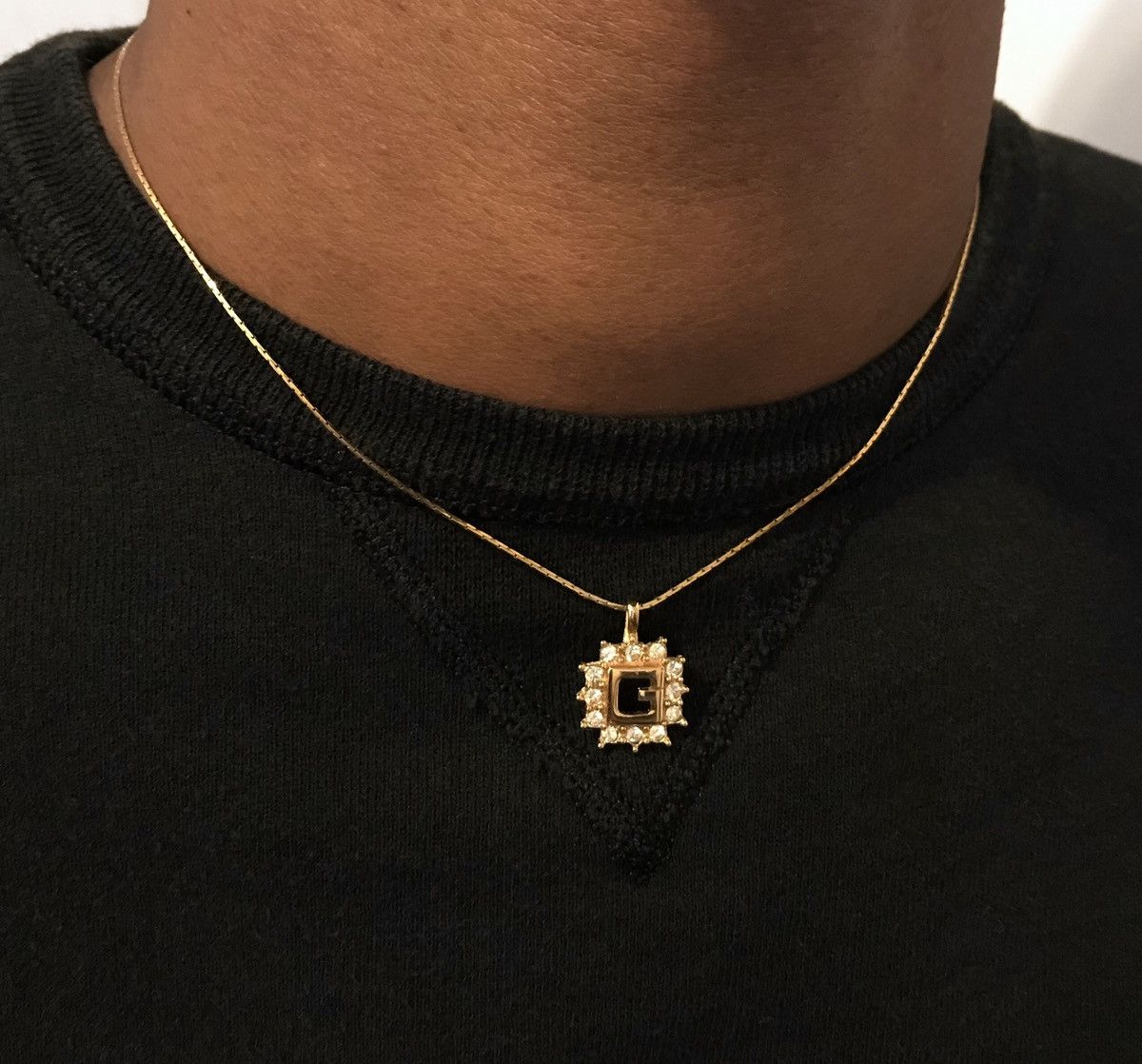 image of Givenchy G Charm Gold Chain Vintage Necklace, Men's