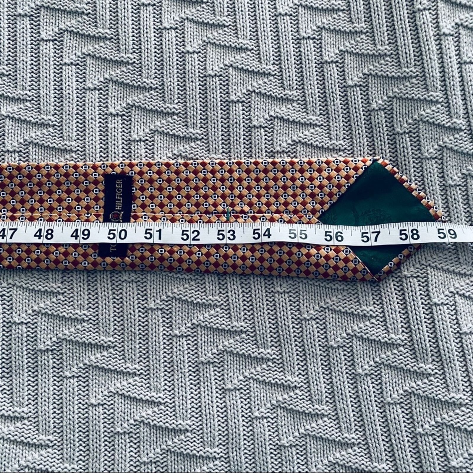 Tommy Hilfiger Tommy Hilfiger orange and gold diamond patterned tie Size ONE SIZE - 4 Thumbnail