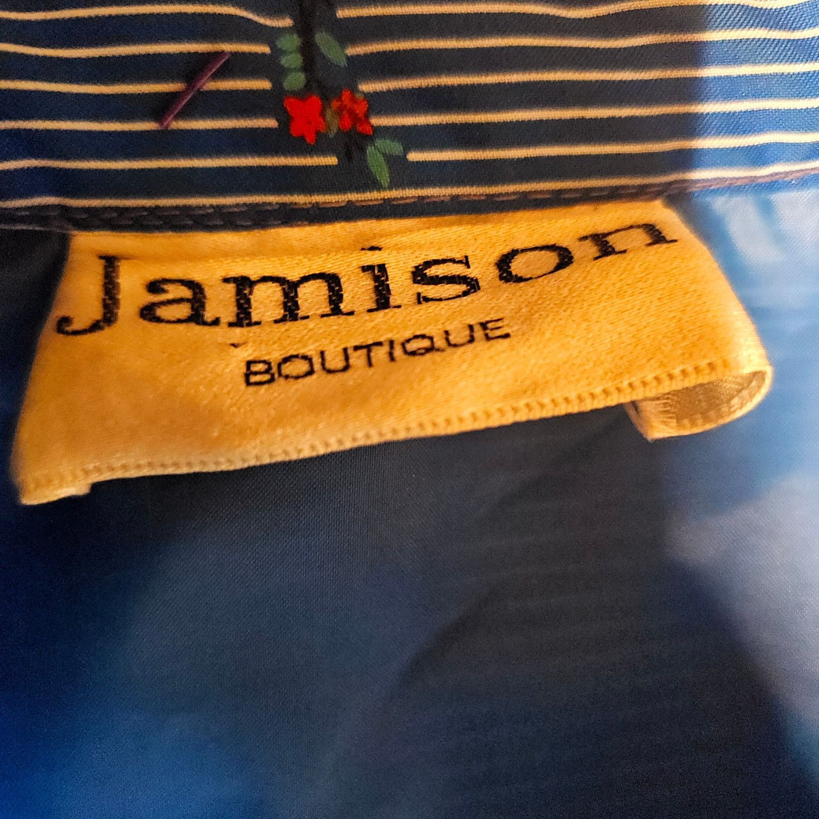 Vintage vtg 70's Jamison Boutique Blue Pinstriped Red floral Dress M Size M / US 6-8 / IT 42-44 - 3 Thumbnail