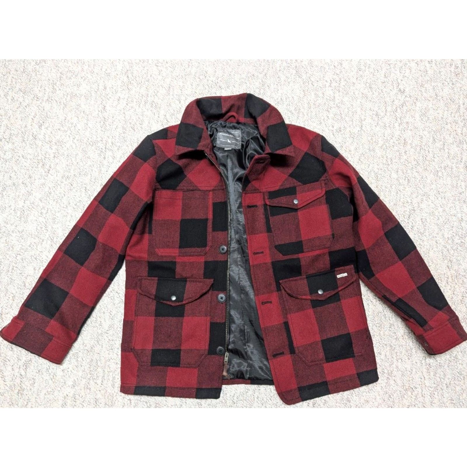 Eddie Bauer VINTAGE Eddie Bauer Men Coat Wool Blend Buffalo Plaid Parka L Chest 44 in Red/Black wool blend field coat Size US L / EU 52-54 / 3 - 3 Thumbnail