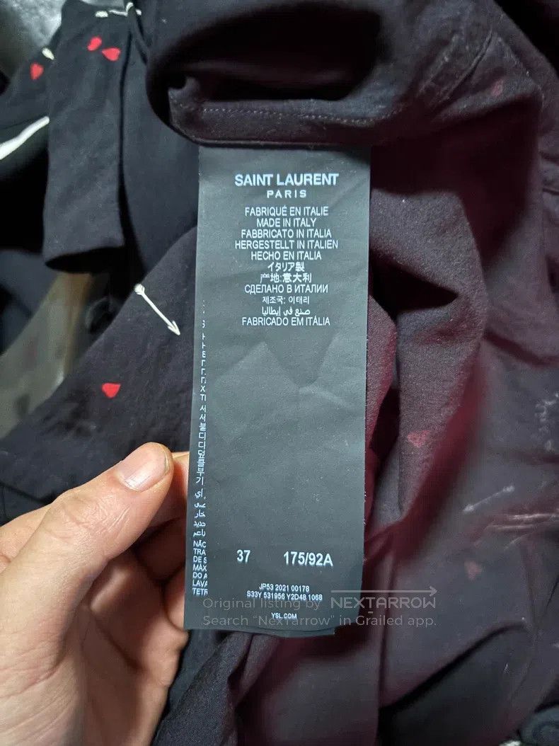 Saint Laurent Paris Saint Laurent Paris size 37 Black Heart Slogan Shirt Size US S / EU 44-46 / 1 - 6 Thumbnail