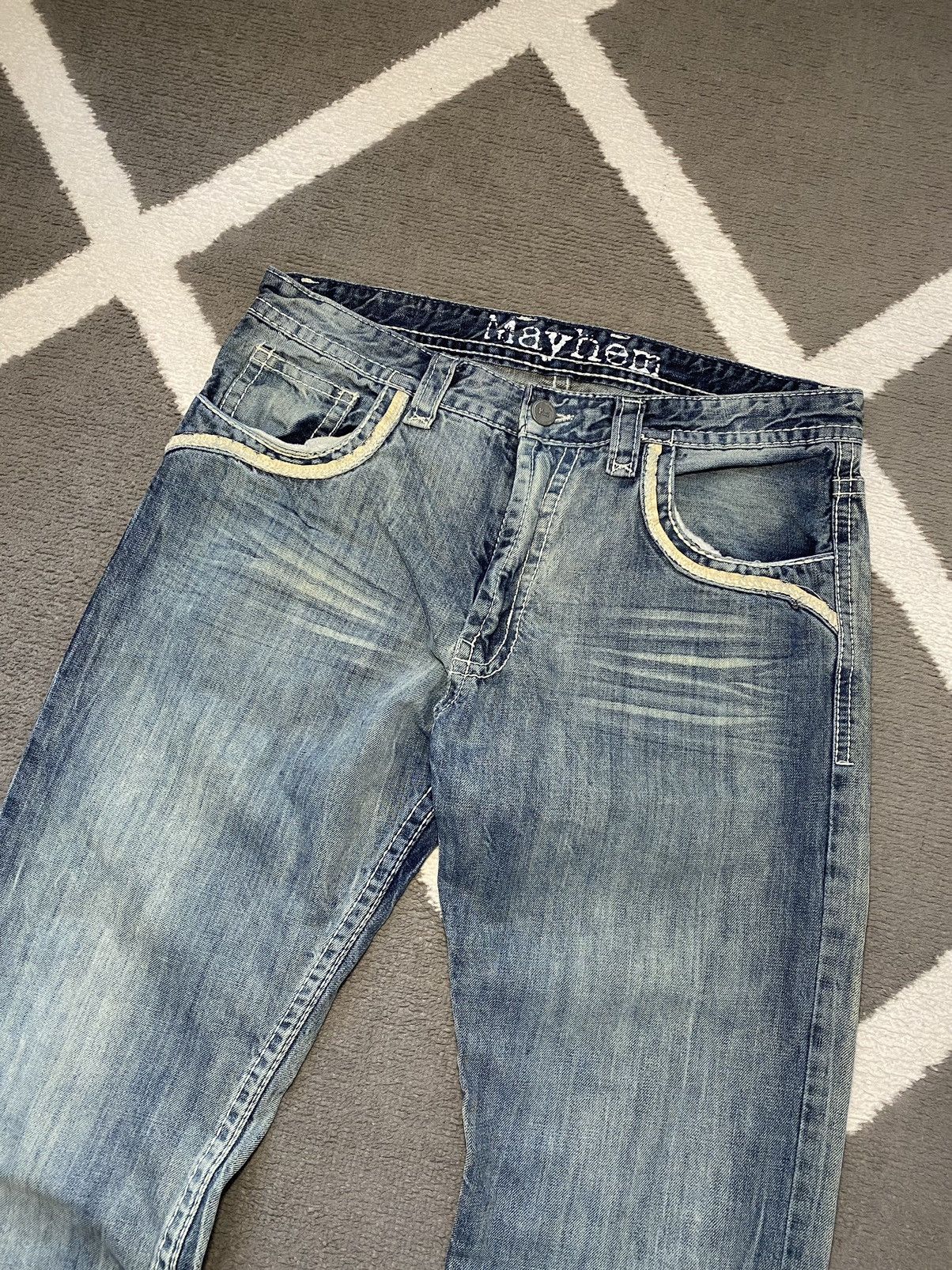 Affliction × True Religion × Vintage Project Mayhem vintage look washed denim straight pants Size US 36 / EU 52 - 13 Thumbnail