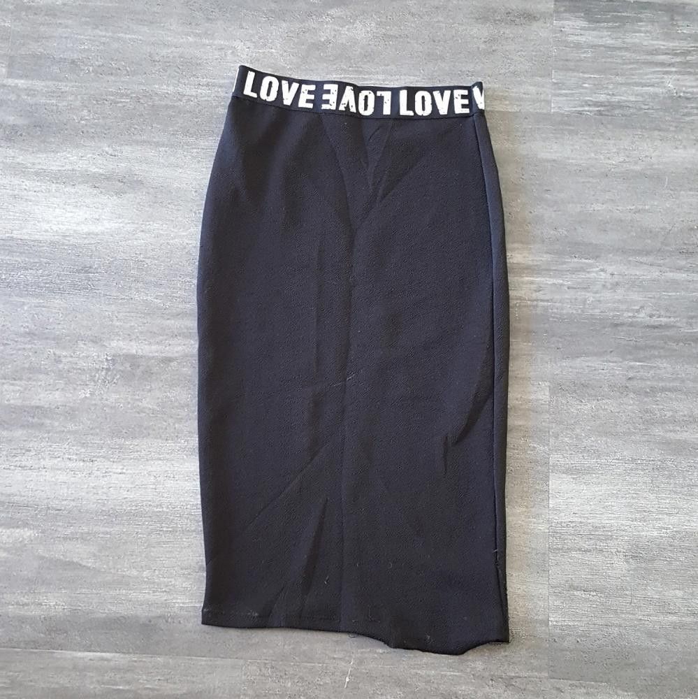 Designer Black White Love Banded Midi Size 28" / US 6 / IT 42 - 1 Thumbnail