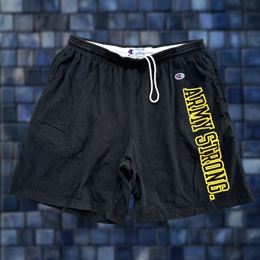 Champion VINTAGE Champion Army Strong Elastic Waist Drawstring Shorts Mens Size Large Black Cotton Woven Outdoor Retro Army Theme All Seasons Distinctive 90s? Size US 33 - 1 Thumbnail