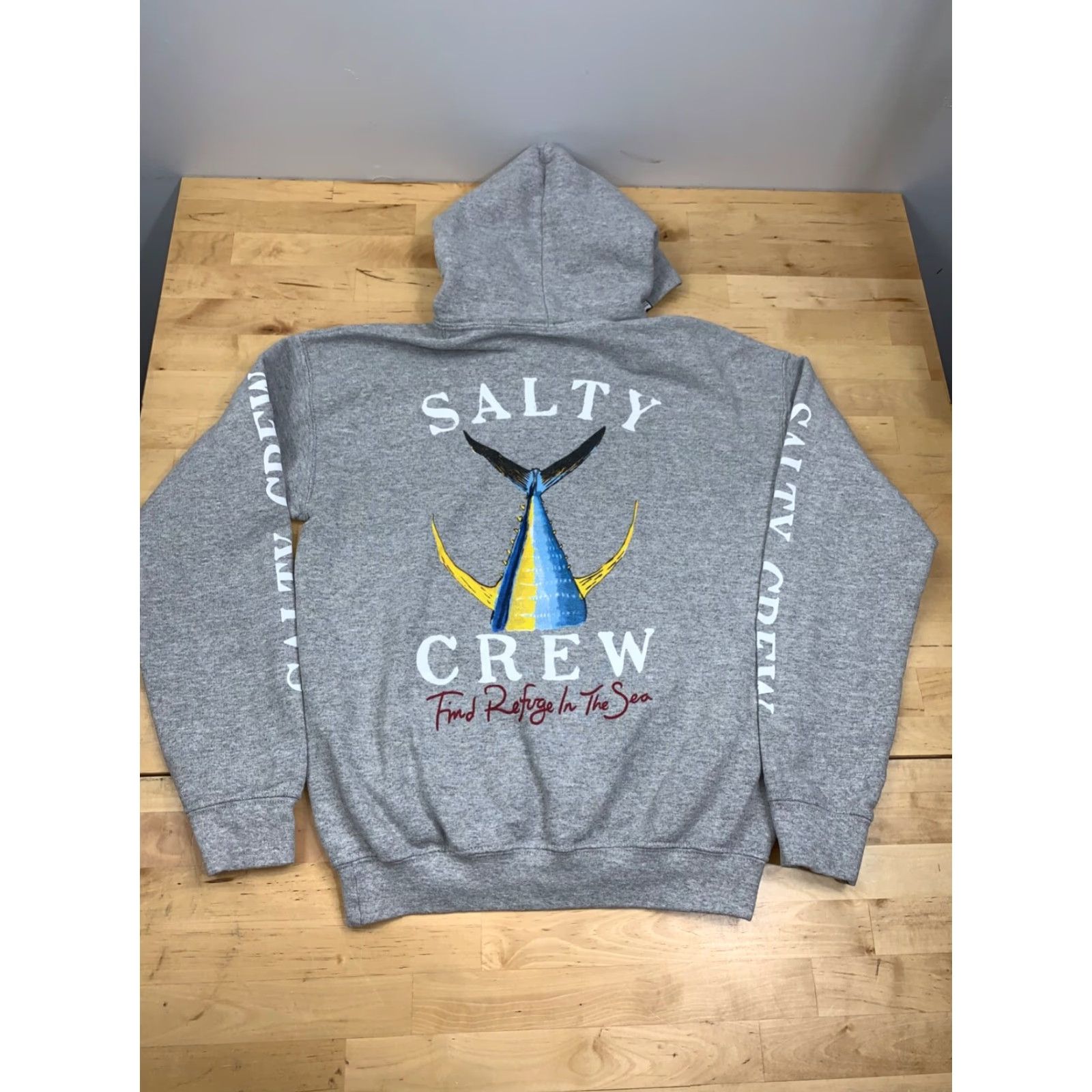 Vintage Salty Crew Gray Hoodie Mens S Pullover Long Sleeve Fish Vintage No #5035 Size US S / EU 44-46 / 1 - 3 Thumbnail