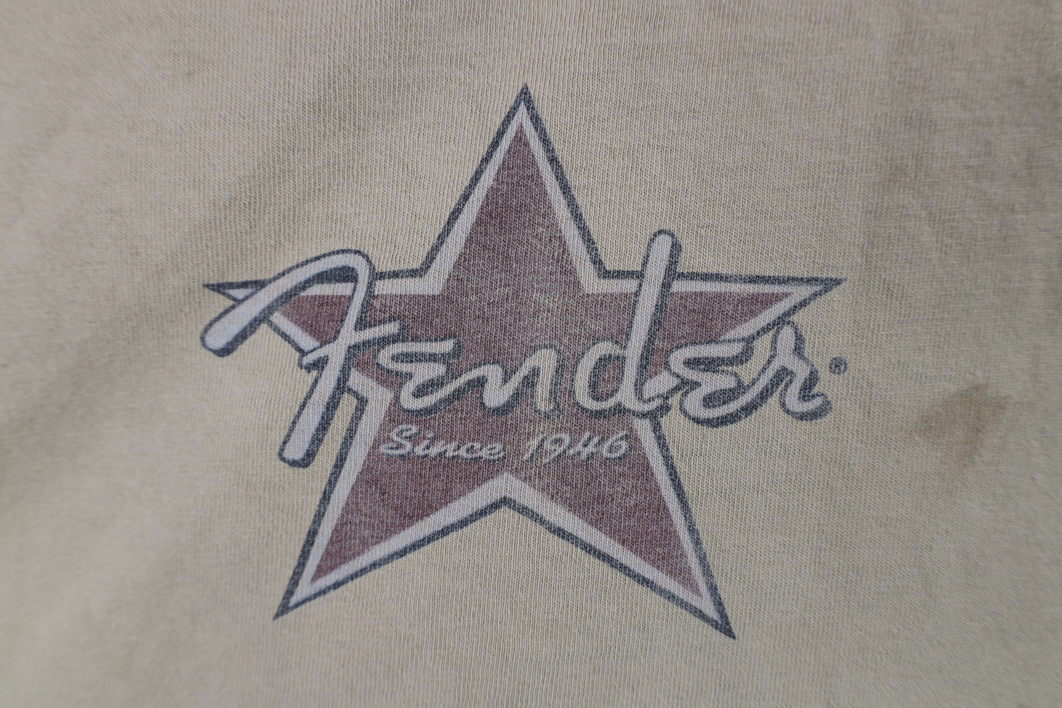 Vintage Vintage 90s Fender Guitar Out Band T-Shirt Beige Cotton USA Size US XL / EU 56 / 4 - 4 Thumbnail