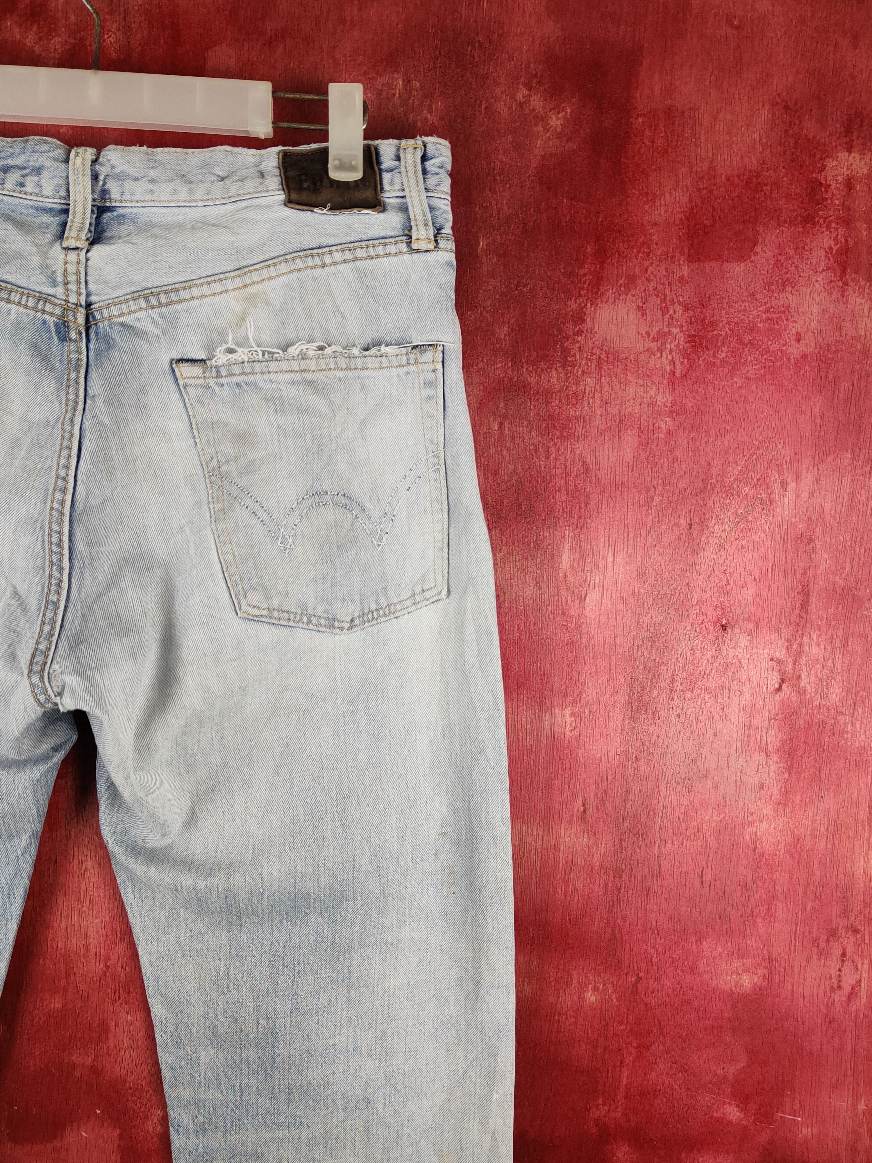 Edwin Edwin Blue Faded Distressed Ripped Jeans #S1636 Size US 31 - 13 Thumbnail
