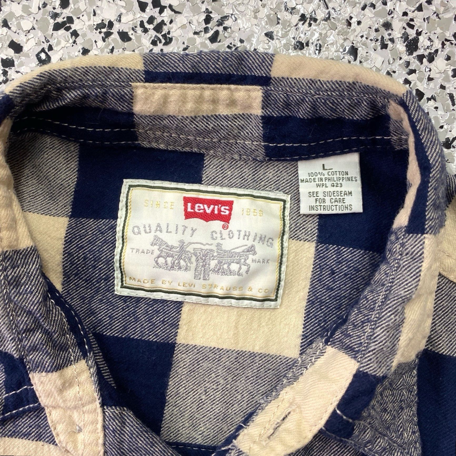 Levi's VINTAGE Levis Shirt 90s Plaid Button-Up Cotton Flannel Mens Large Blue Size US L / EU 52-54 / 3 - 2 Thumbnail