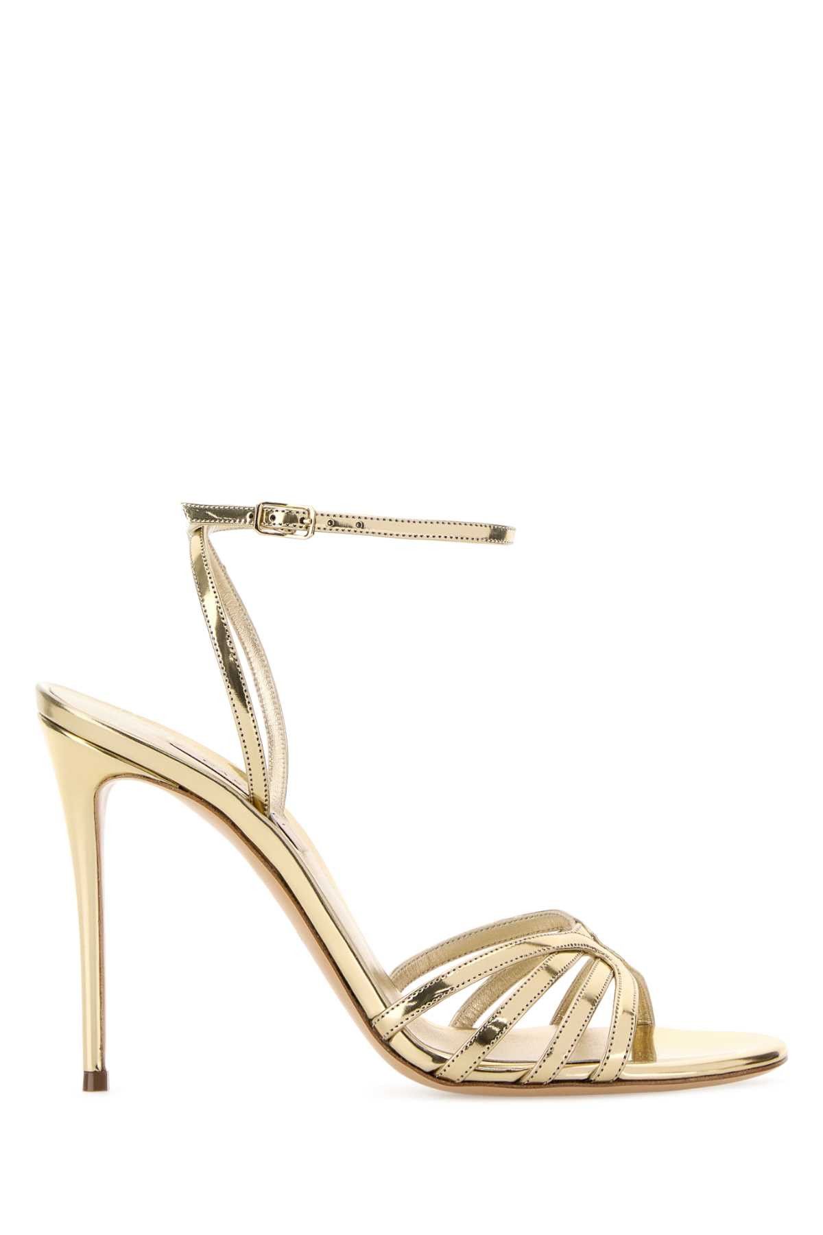 Casadei Gold Leather Interstellar Sandals Size US 5 / IT 35 - 1 Thumbnail