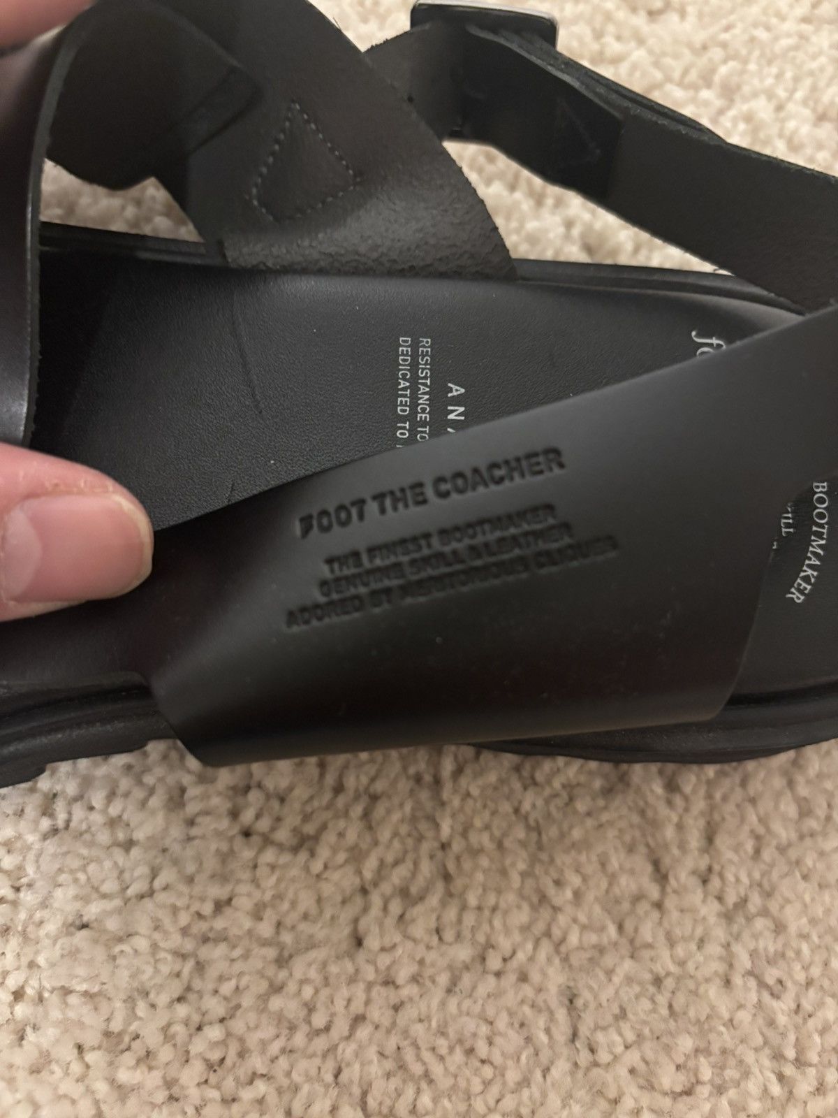 foot the coacher Black Leather Sandals Size US 9 / EU 42 - 4 Thumbnail
