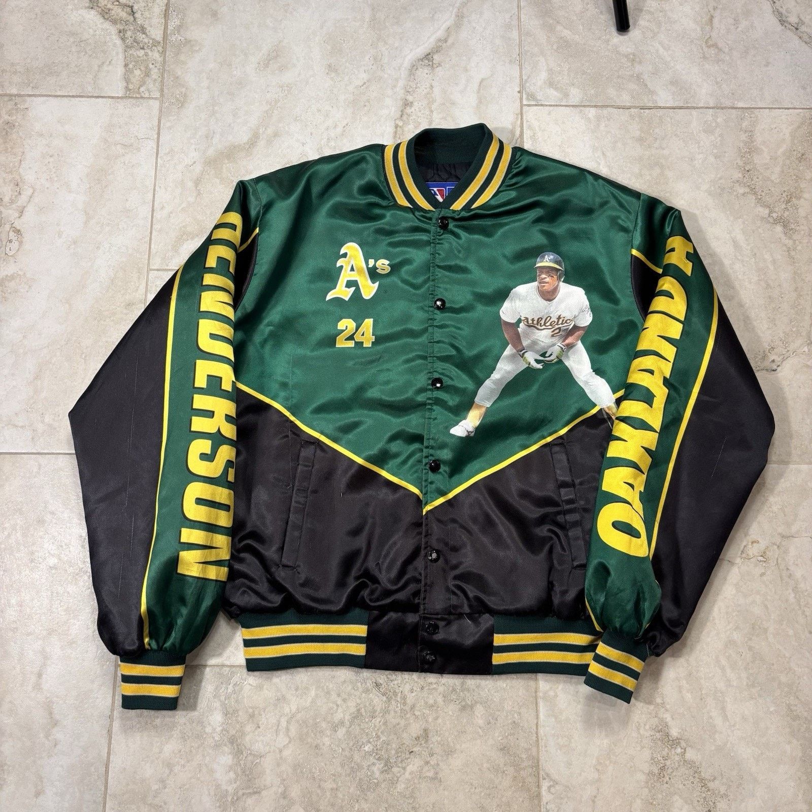MLB Vintage Oakland Athletics Rickey Henderson Satin Jacket L Size US L / EU 52-54 / 3 - 2 Thumbnail