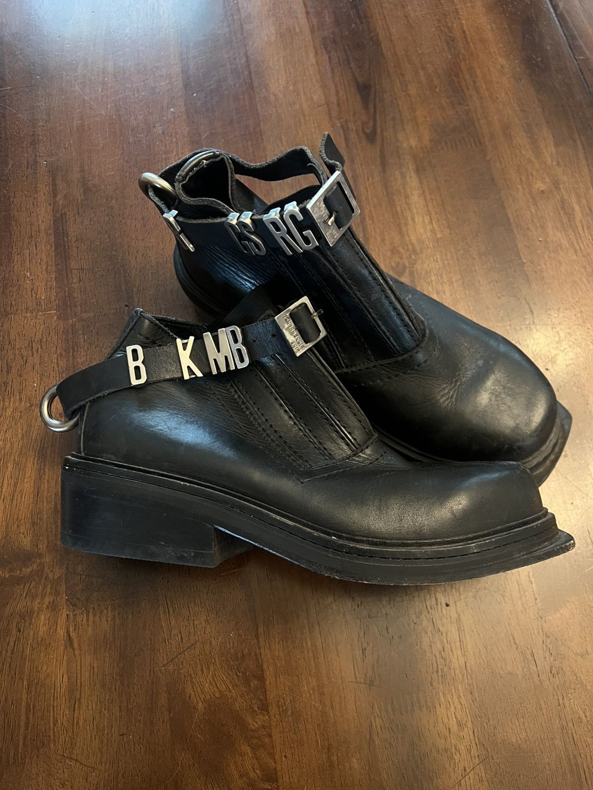 Vintage 1998 Dirk Bikkembergs Leather Metal Ring Ankle Boots Vintage Size US 8 / EU 41 - 1 Thumbnail