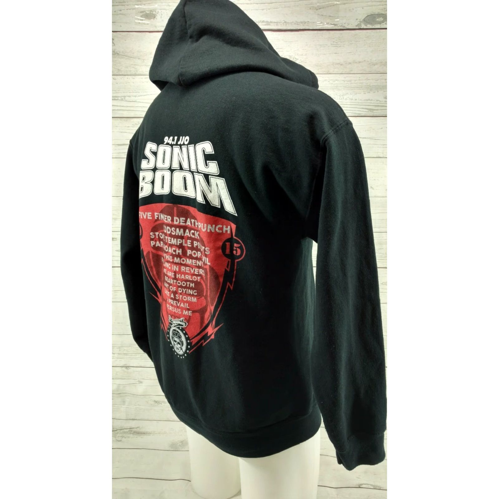 Gildan Sonic Boom Tour 2015 Five Finger Death Punch Size Medium Black Full-Zip Hoodie Size US M / EU 48-50 / 2 - 6 Thumbnail