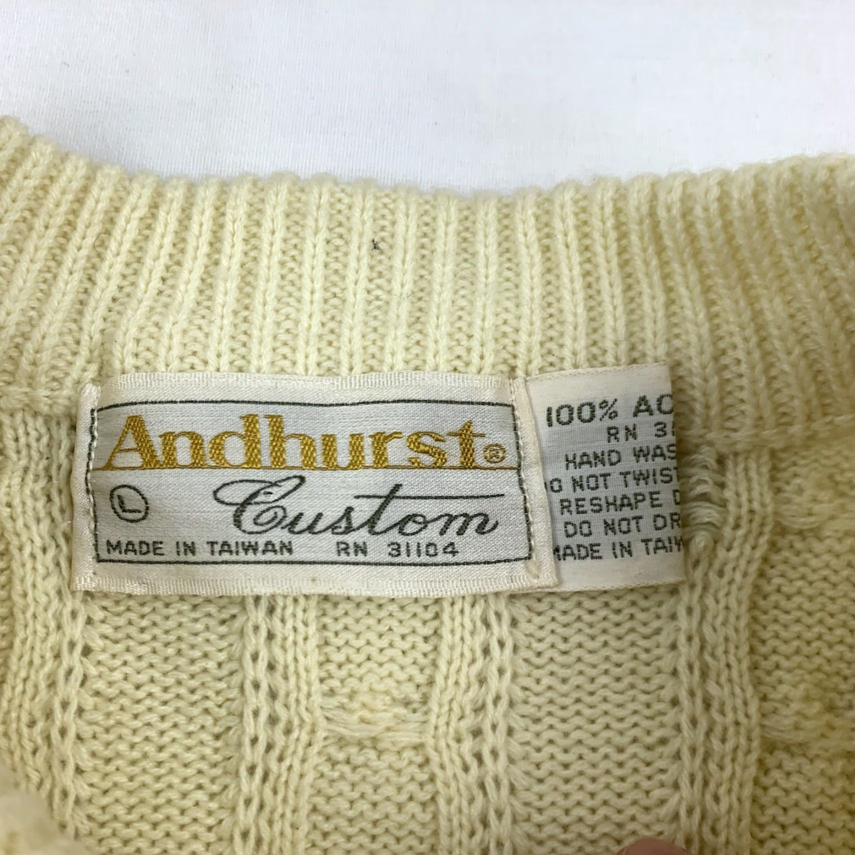 Vintage VINTAGE Andhurst Sweater Men L Ivory Knit Pullover Crewneck 90s USA Classic Size US L / EU 52-54 / 3 - 4 Thumbnail