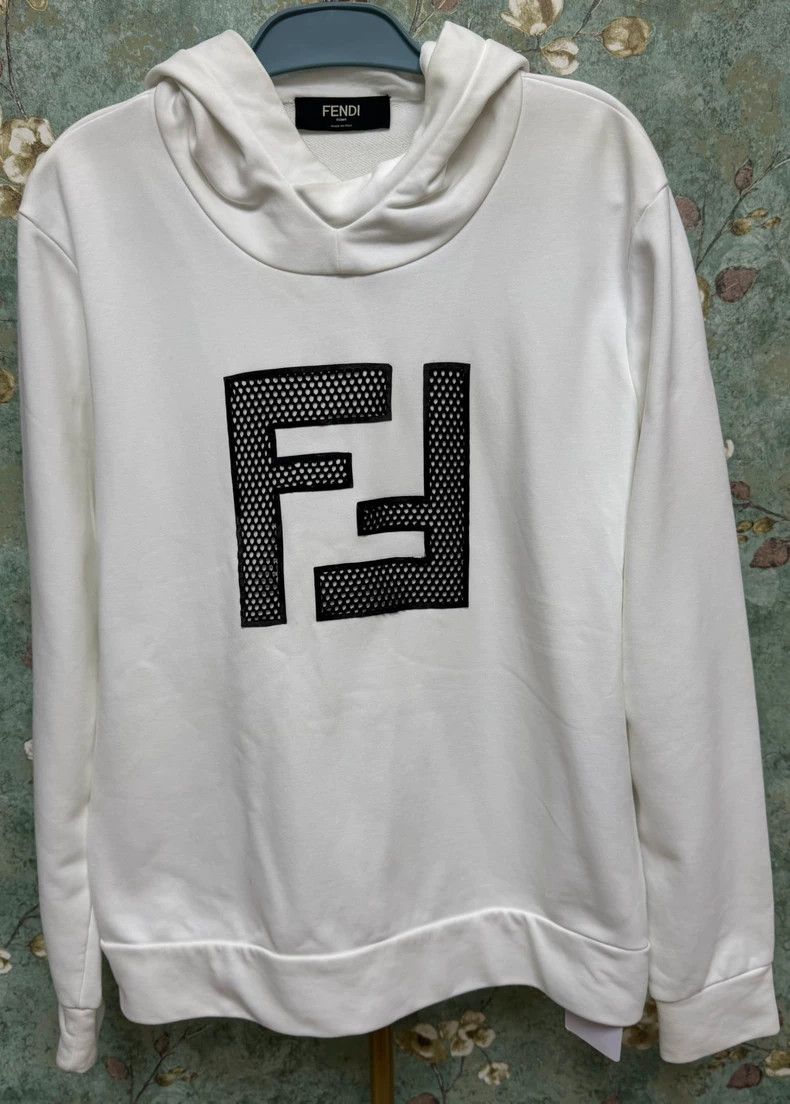 Fendi Fendi Mesh Logo White Hoodie - dmc Size US M / EU 48-50 / 2 - 1 Thumbnail