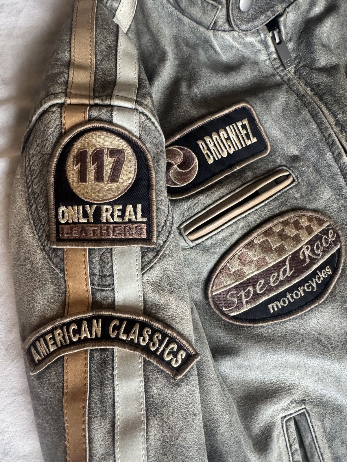 Vintage Racer leather jacket military size M american army Size US M / EU 48-50 / 2 - 4 Thumbnail