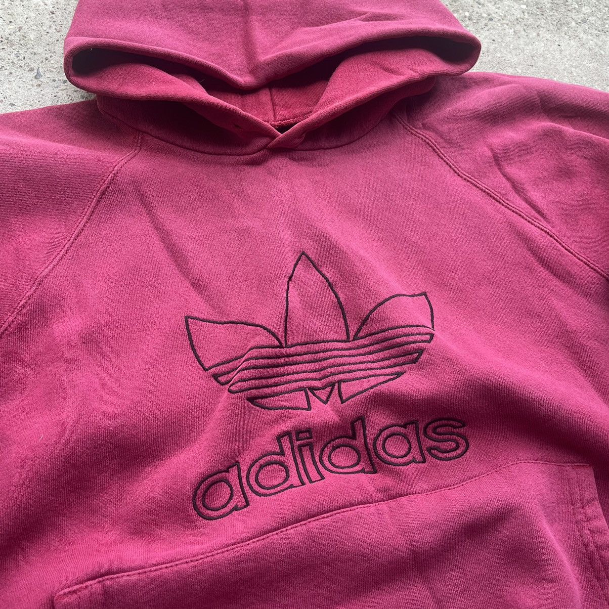 Adidas × Vintage Vintage 90s Adidas Distressed Sunfaded Baggy boxy red Hoodie Size US M / EU 48-50 / 2 - 3 Thumbnail