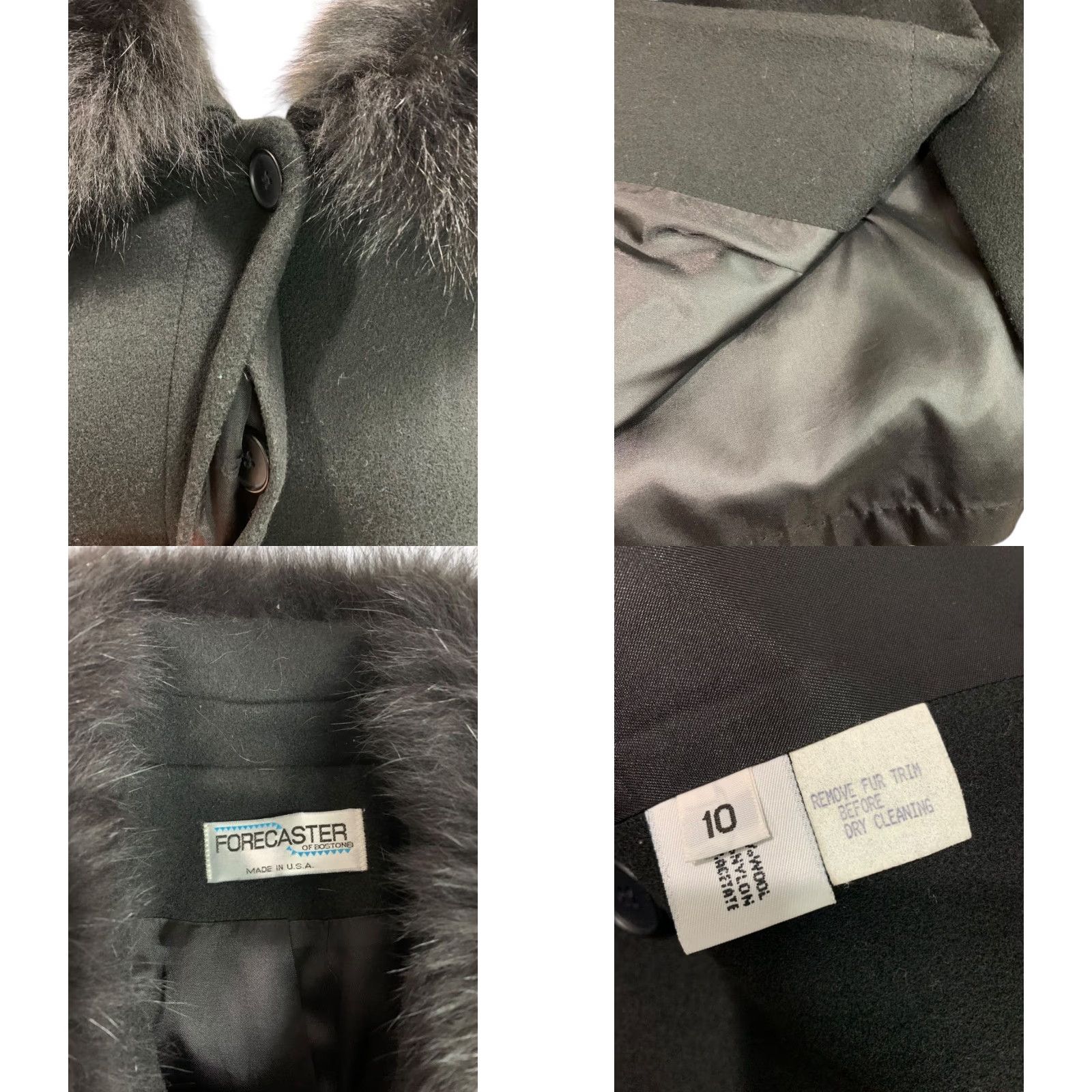 Vintage VINTAGE Forecaster Coat Wool Blend Overcoat Black Size 10 Womens Faux Fur Collar 35" Back Collar to Hem Size L / US 10 / IT 46 - 8 Thumbnail