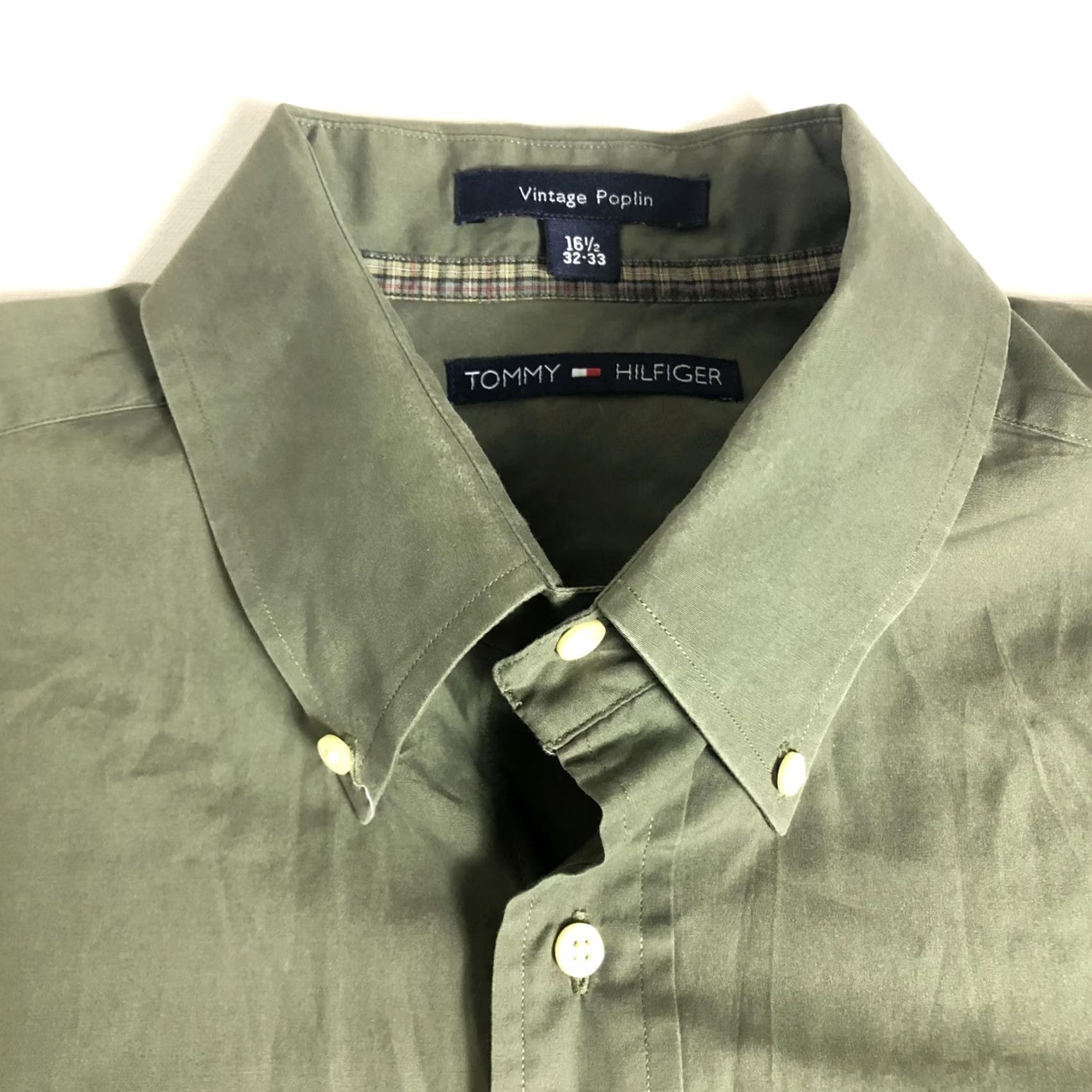 Tommy Hilfiger VINTAGE Tommy Hilfiger Shirt Mens Long Sleeve Poplin Millitary Green 2XL Button-Up Button-Front 100% Cotton Size US XXL / EU 58 / 5 - 7 Thumbnail
