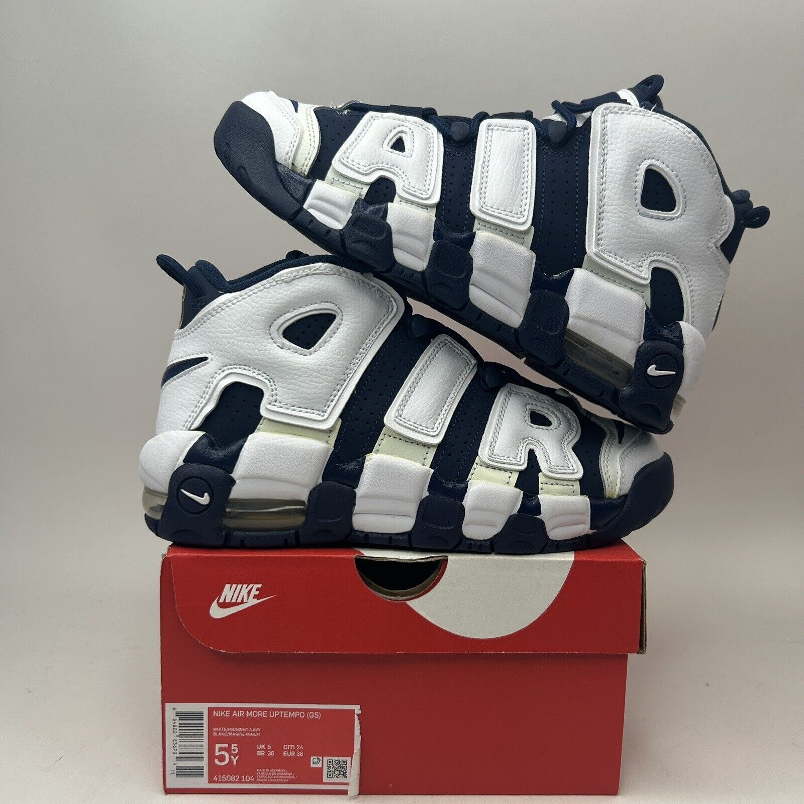 Nike Nike Air More Uptempo GS “Olympic/White Midnight Navy Blue” Size US 7 / IT 37 - 1 Thumbnail